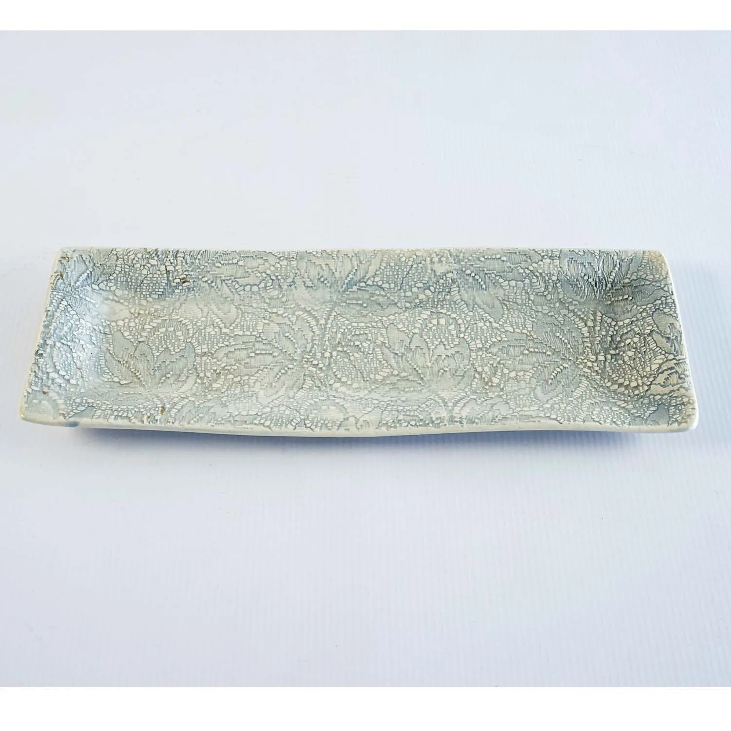 Rectangular Blue and White Floral Ceramic Platter