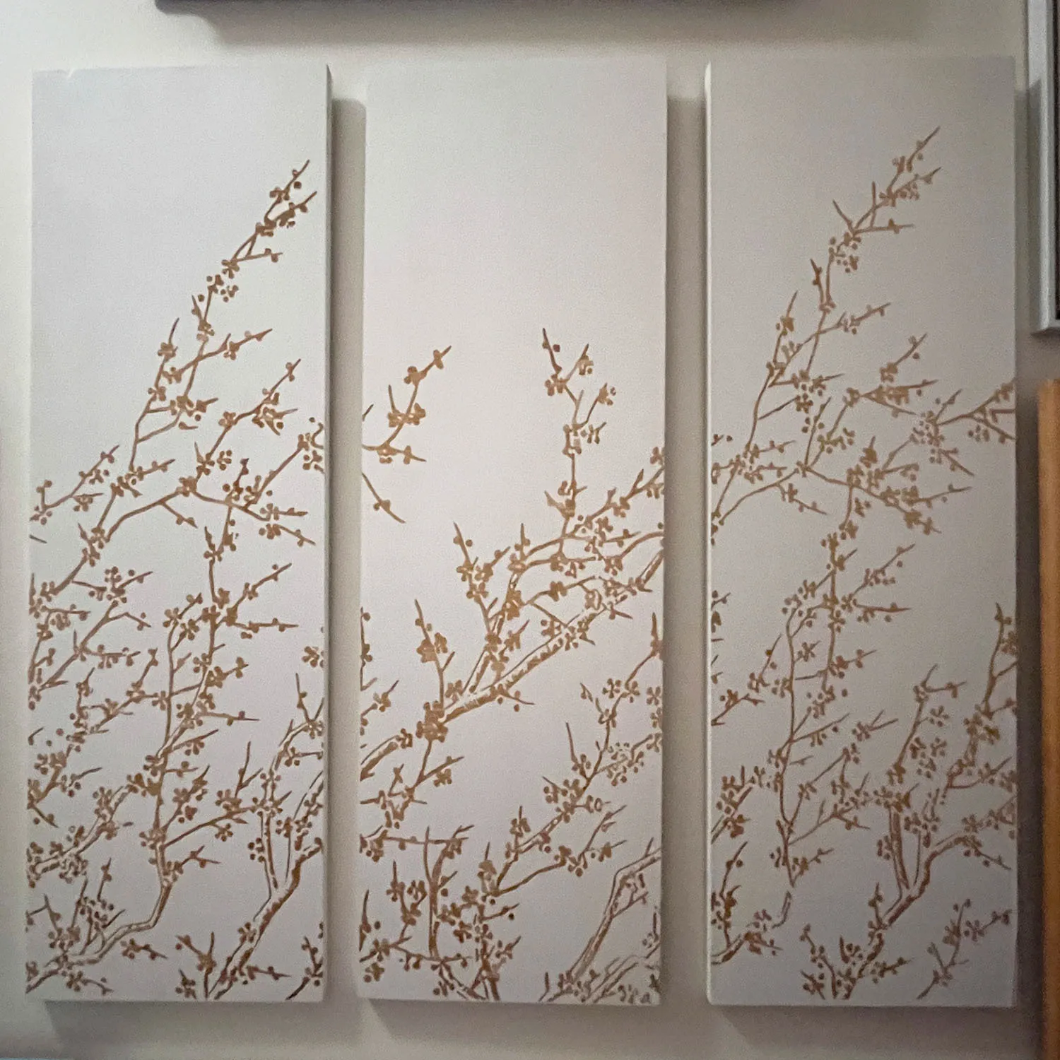 Wood Cutout Floral Triptych