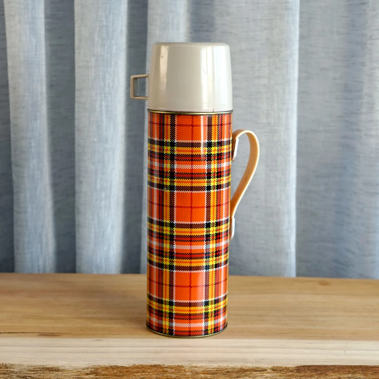 Orange Plaid Flask 