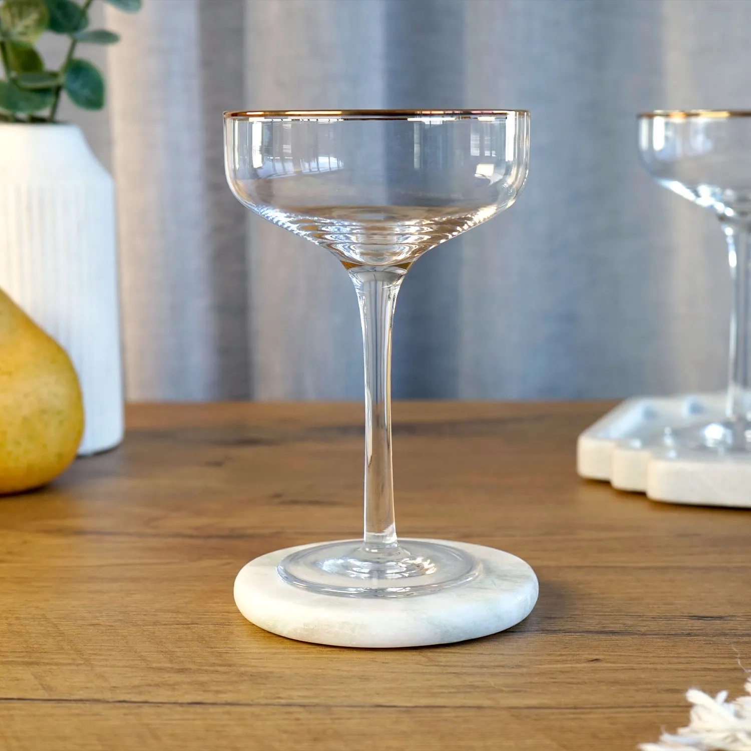 Gold Rimmed Saucer Champagne Glass