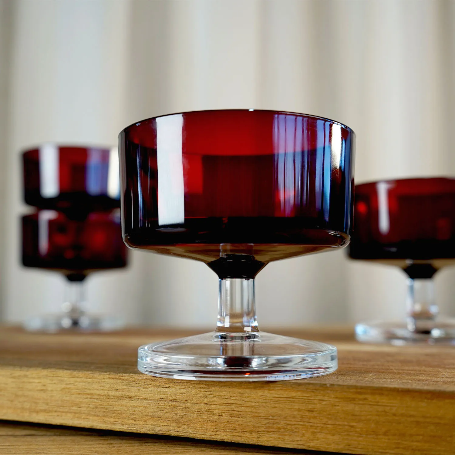Red Glass Dessert Bowls