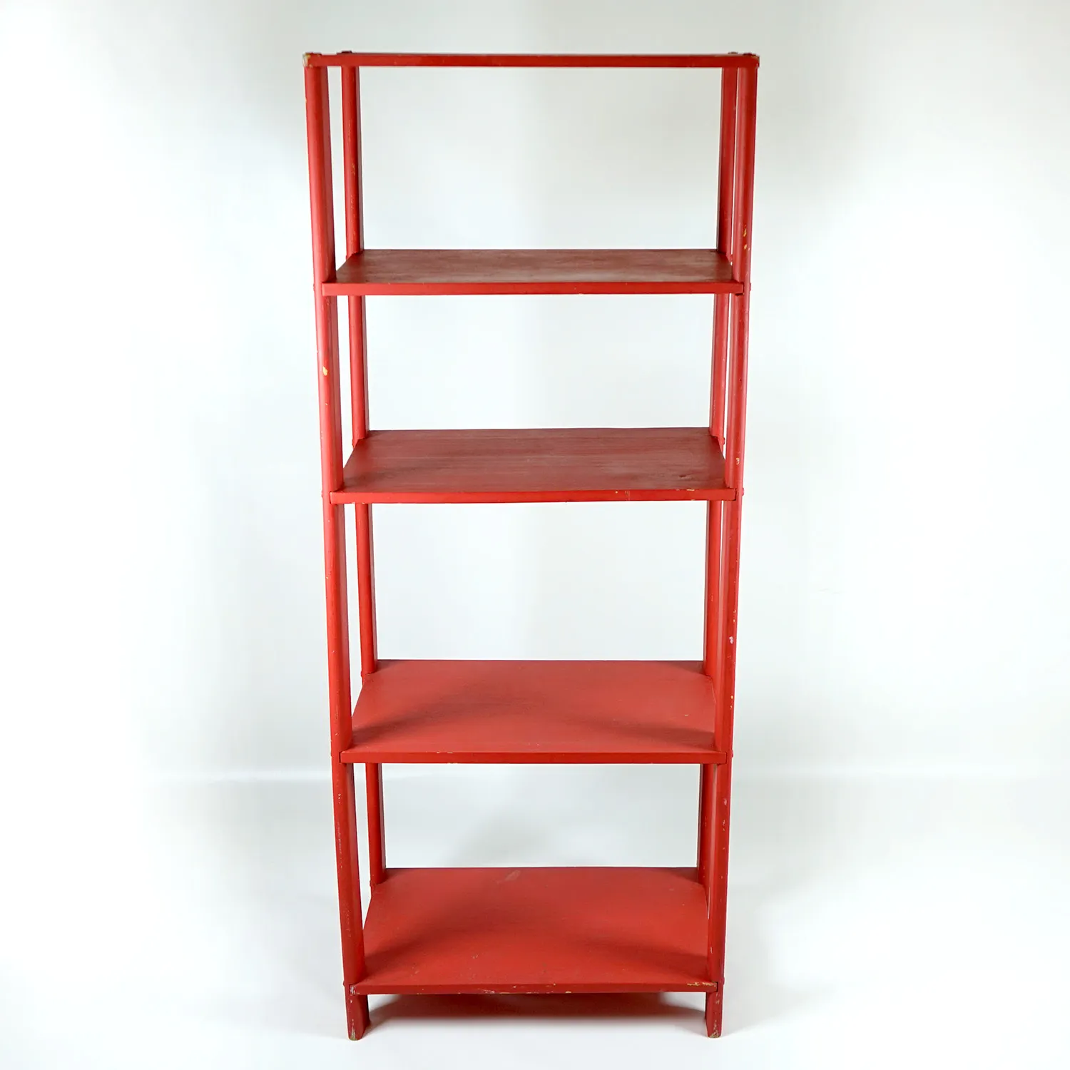 Red Painted Wooden Shelf