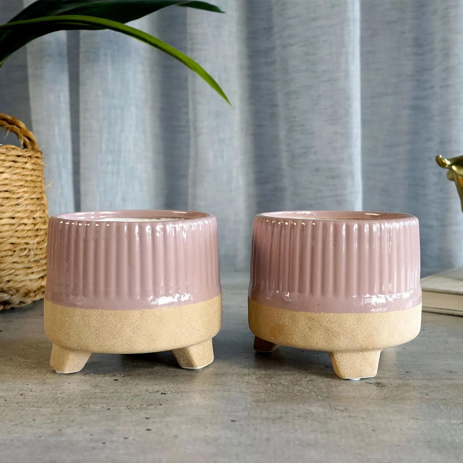 Small Pink Tripod Planters