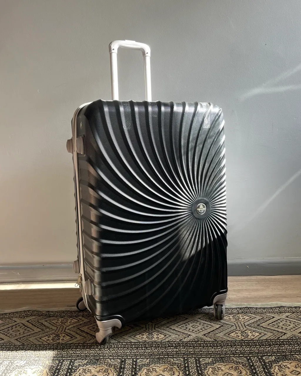 Black Hard-Shell Spinner Suitcase