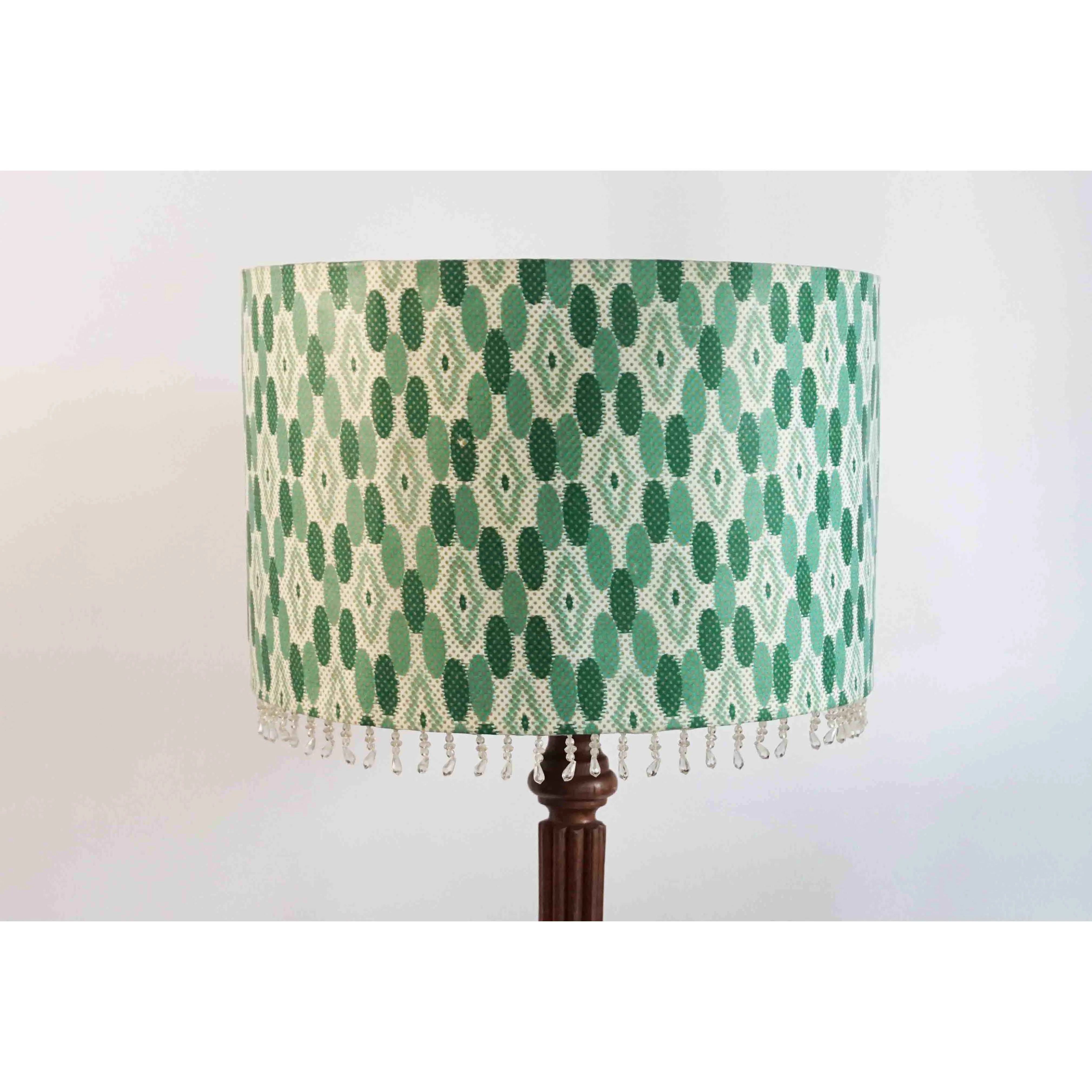 Large Green Patterned Drum Shade