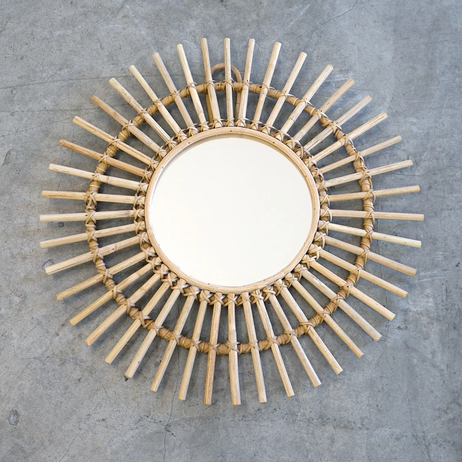 Small Round Mirror with cane frame 