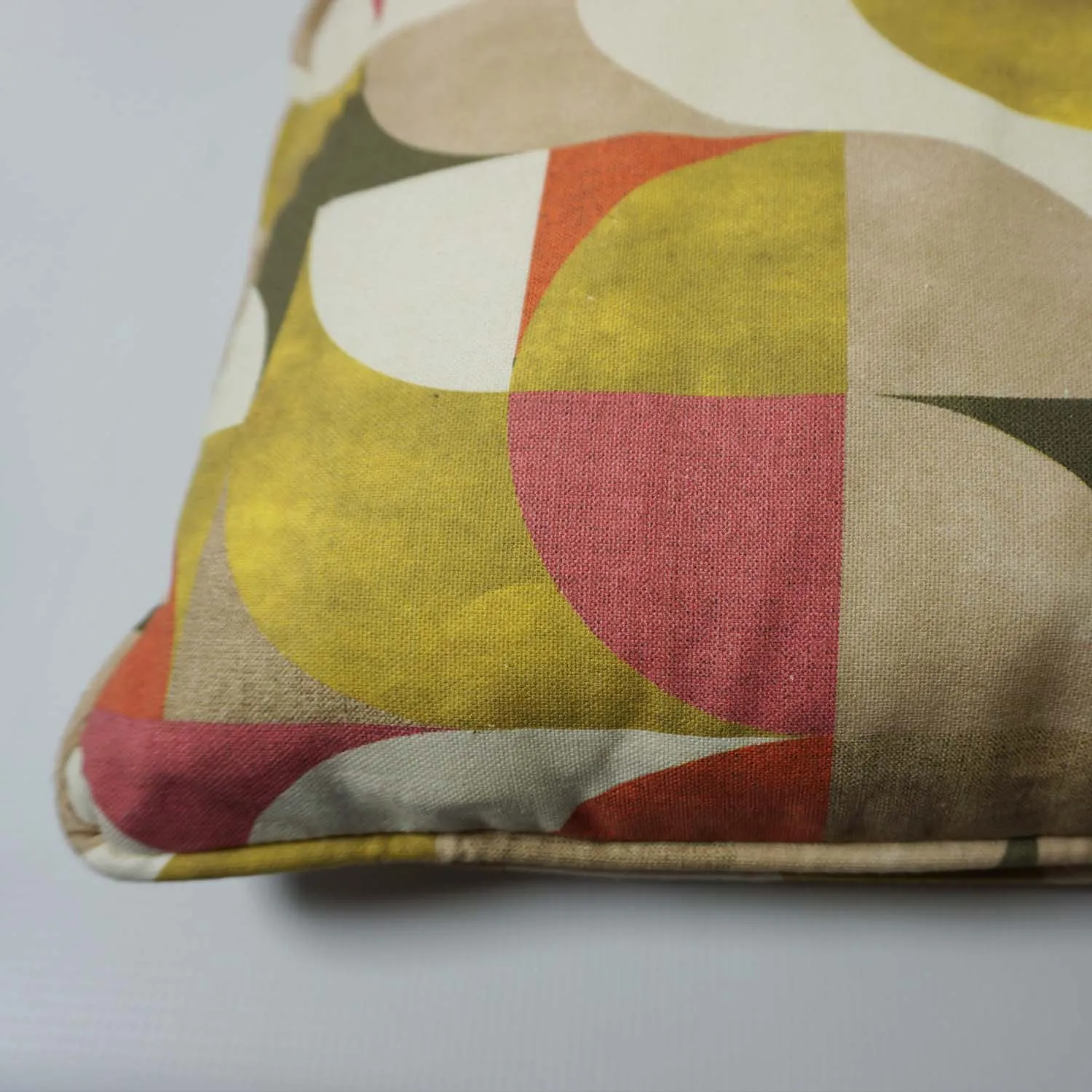Gold, Red, White and Beige Pattern Cushion