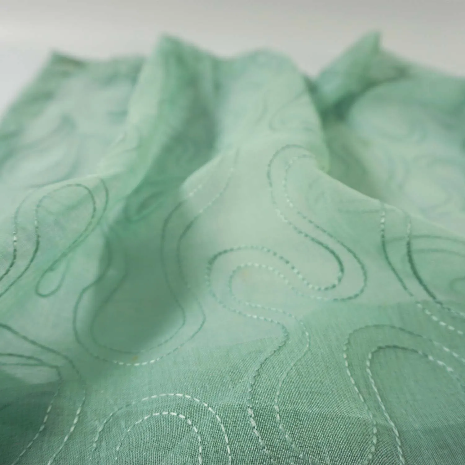 Green patterned Voile Curtains, 2 size options in Variation Tab.