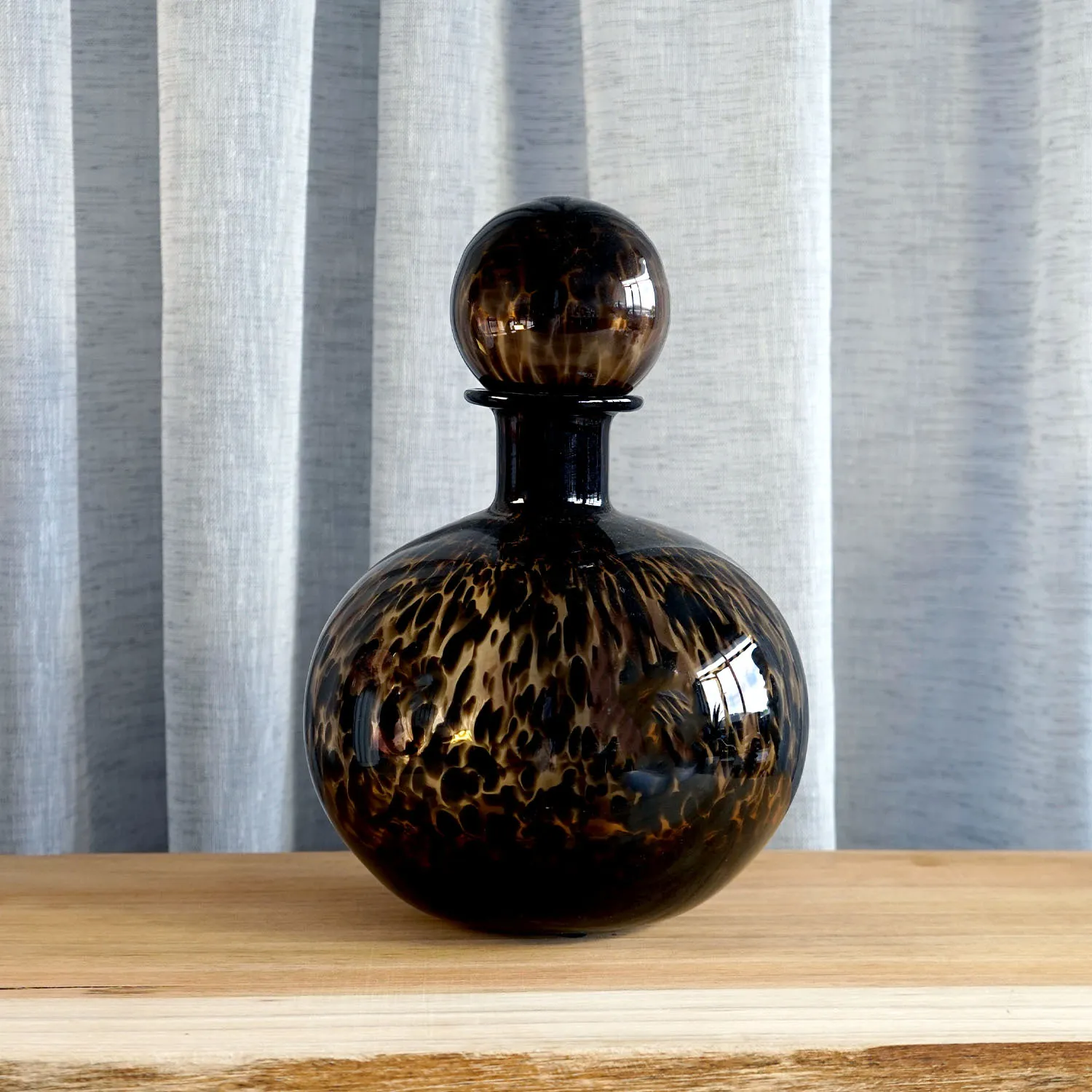 Dark Brown Wispy Glass Decanter