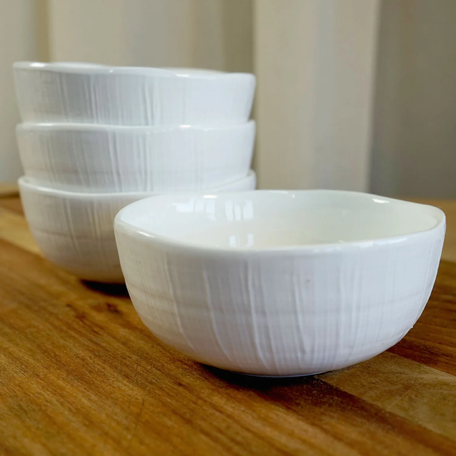 Small White Textured Dessert Bowl