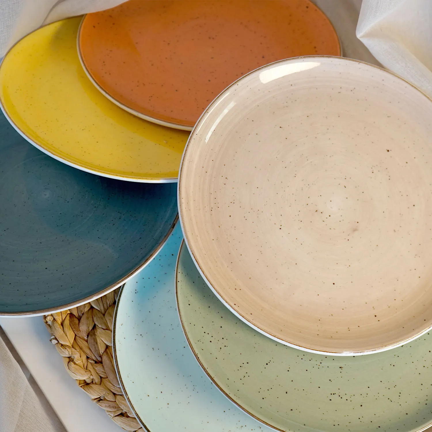 set of 6 colourful dinner plates