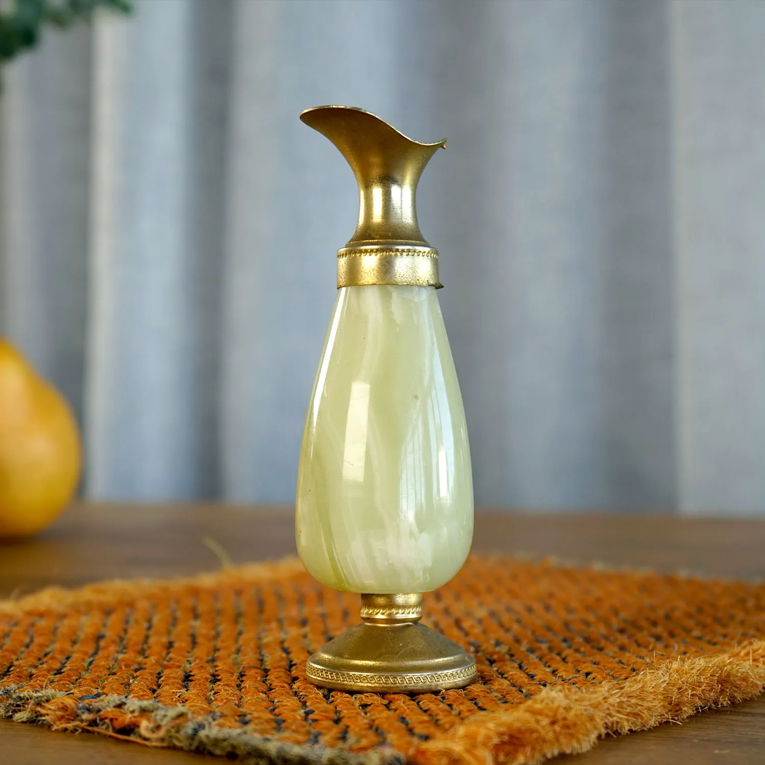 Small Brass and Stone Jar