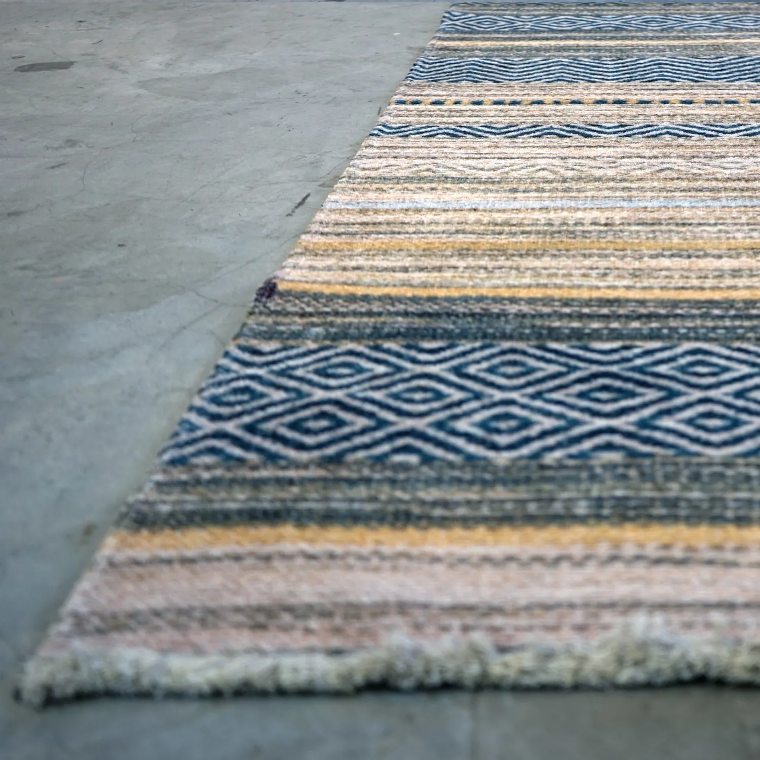 Blue and Beige Striped Carpet 