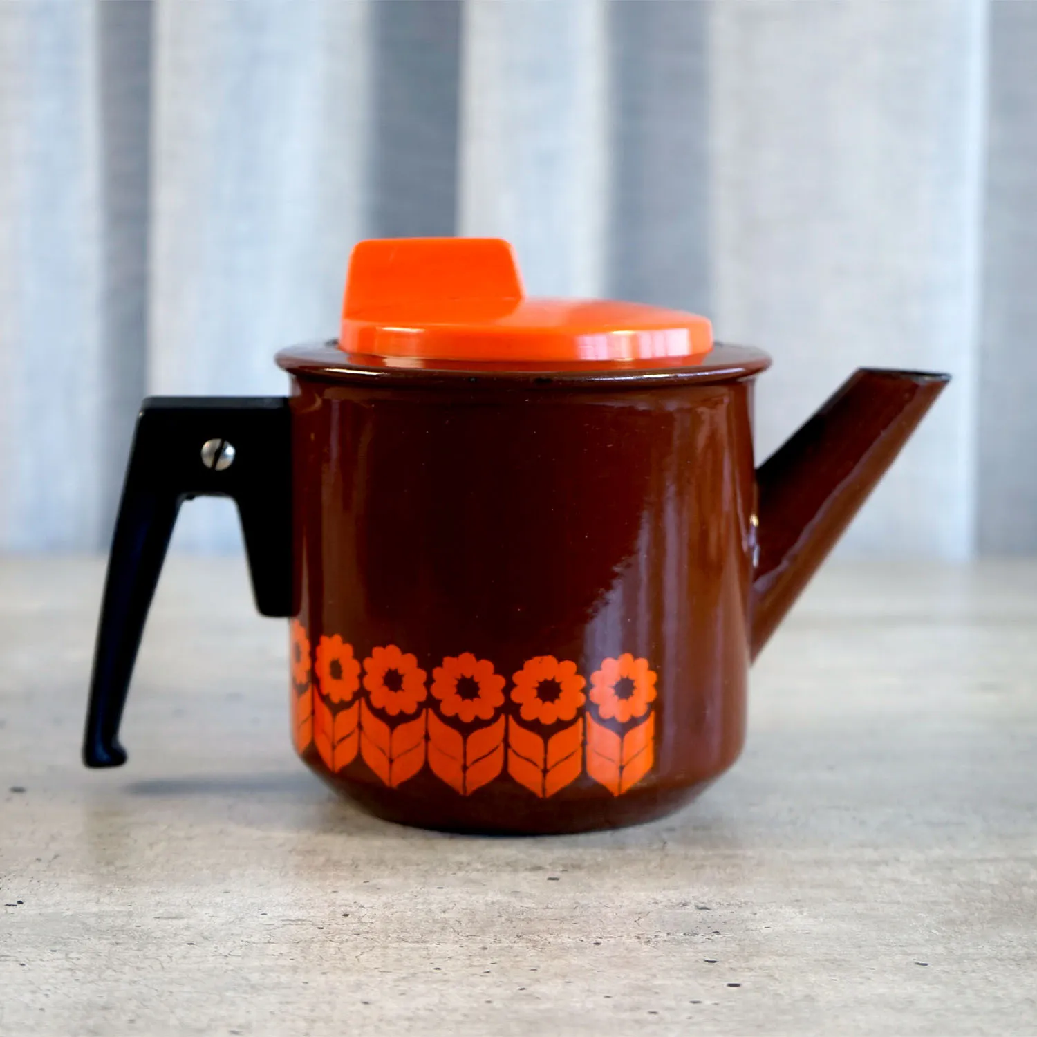 Vintage Brown and Orange Coffee Pot