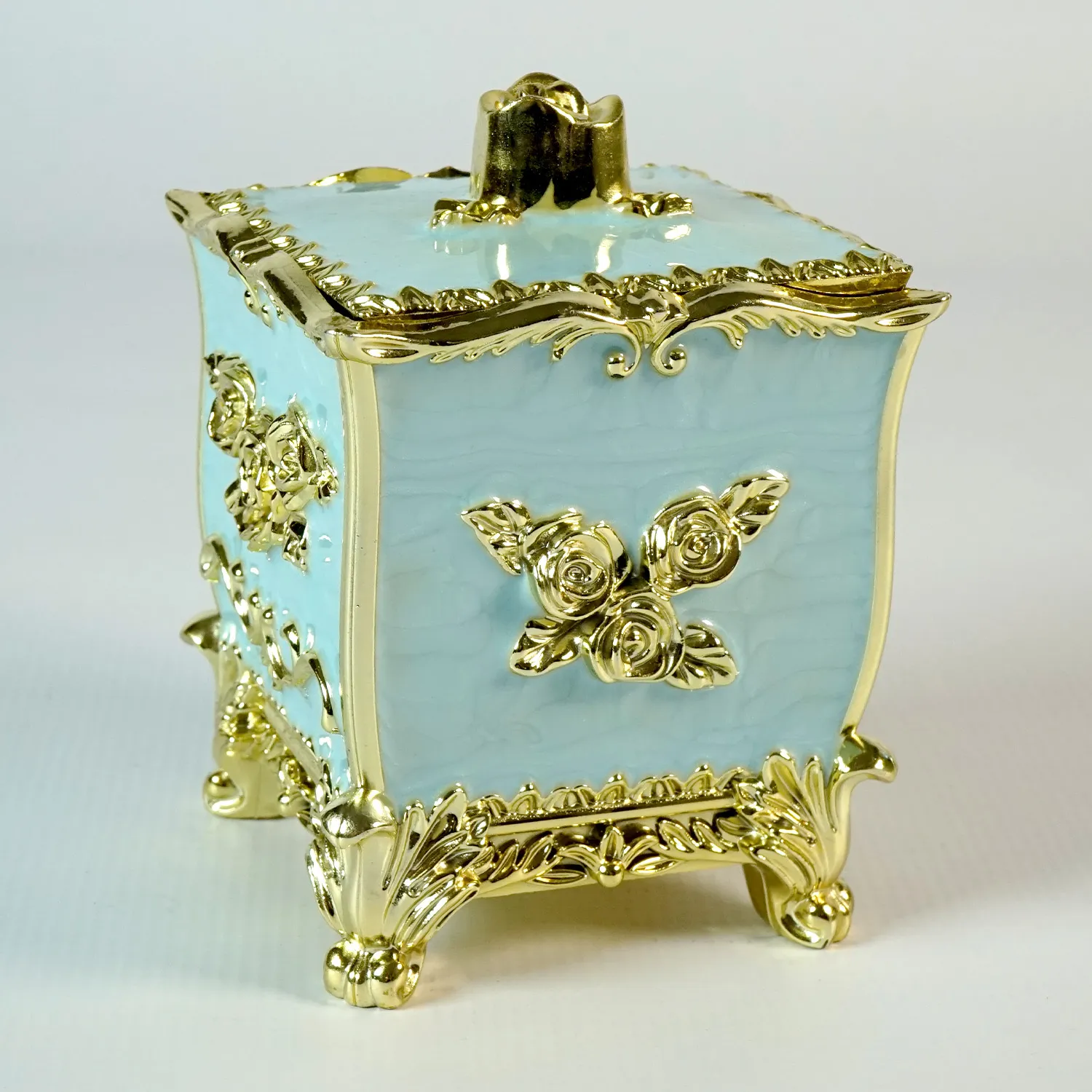 Small Blue and Gold Plastic Decorative Box