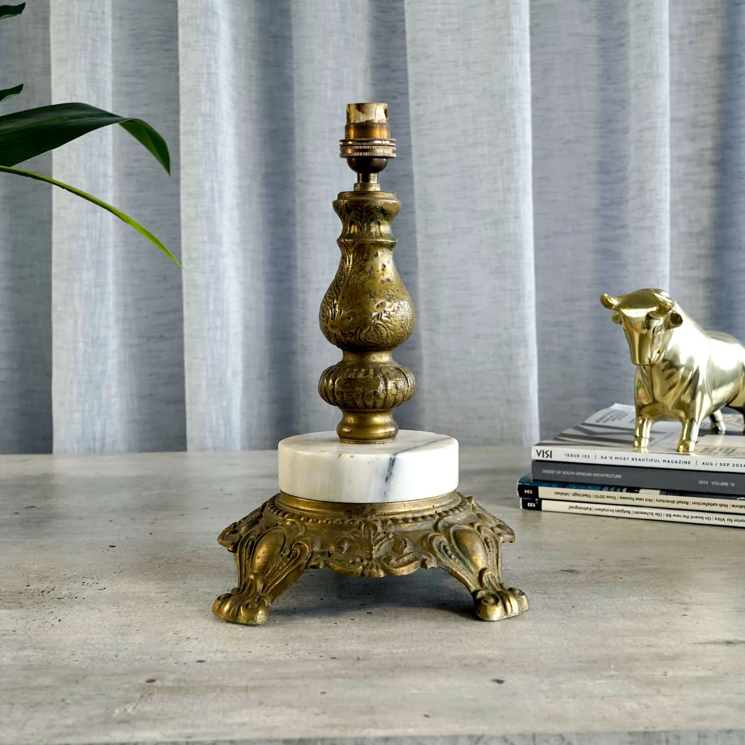 Small Brass and Marble Lamp 