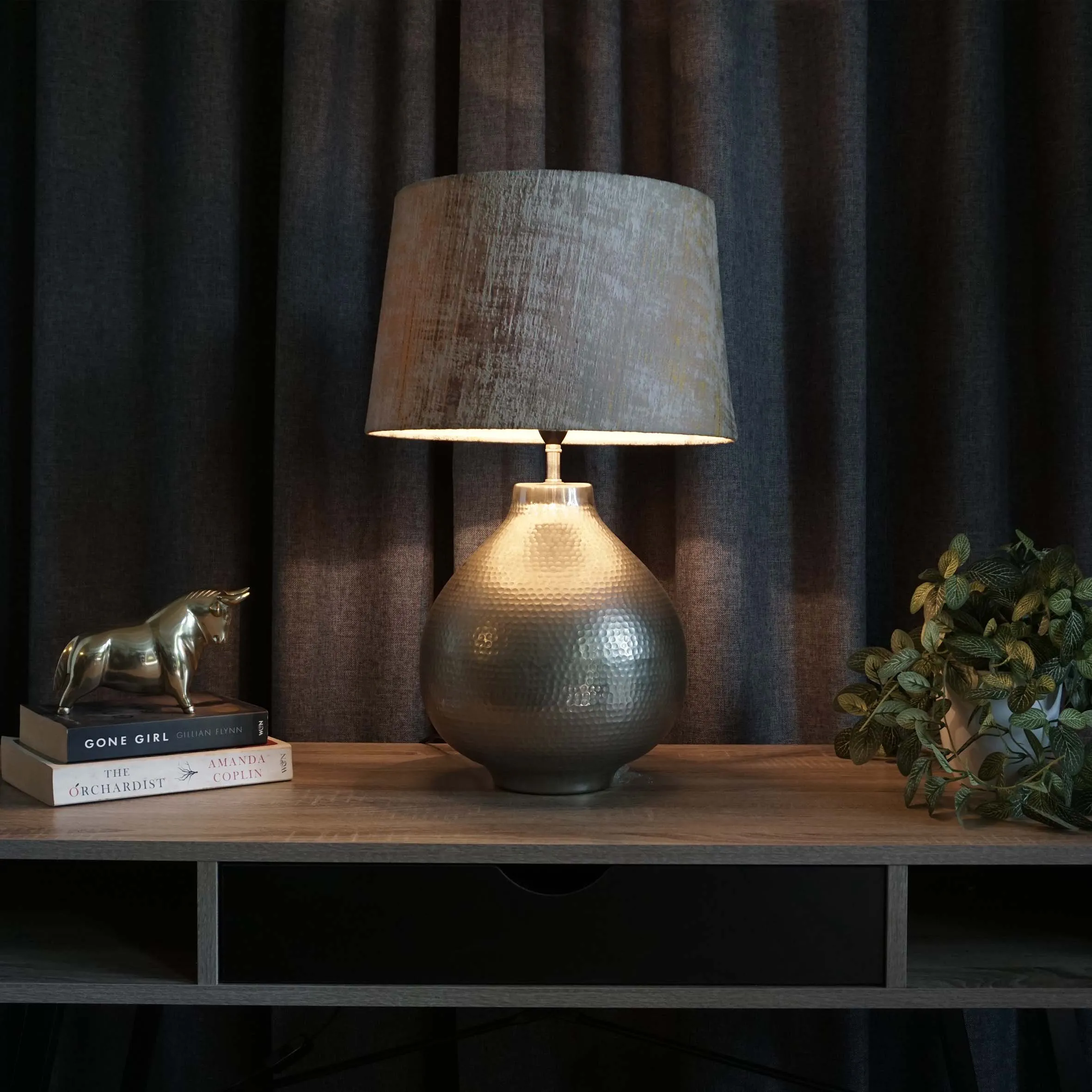 Silver Metallic Hammered Lamp