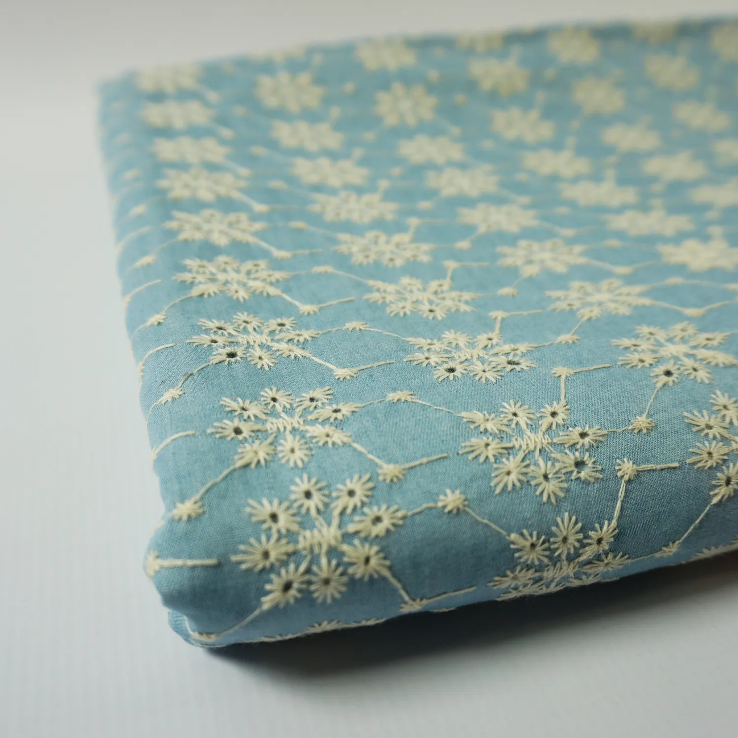 Table Cloth, Blue with White Embroidering, 145 x 213cm