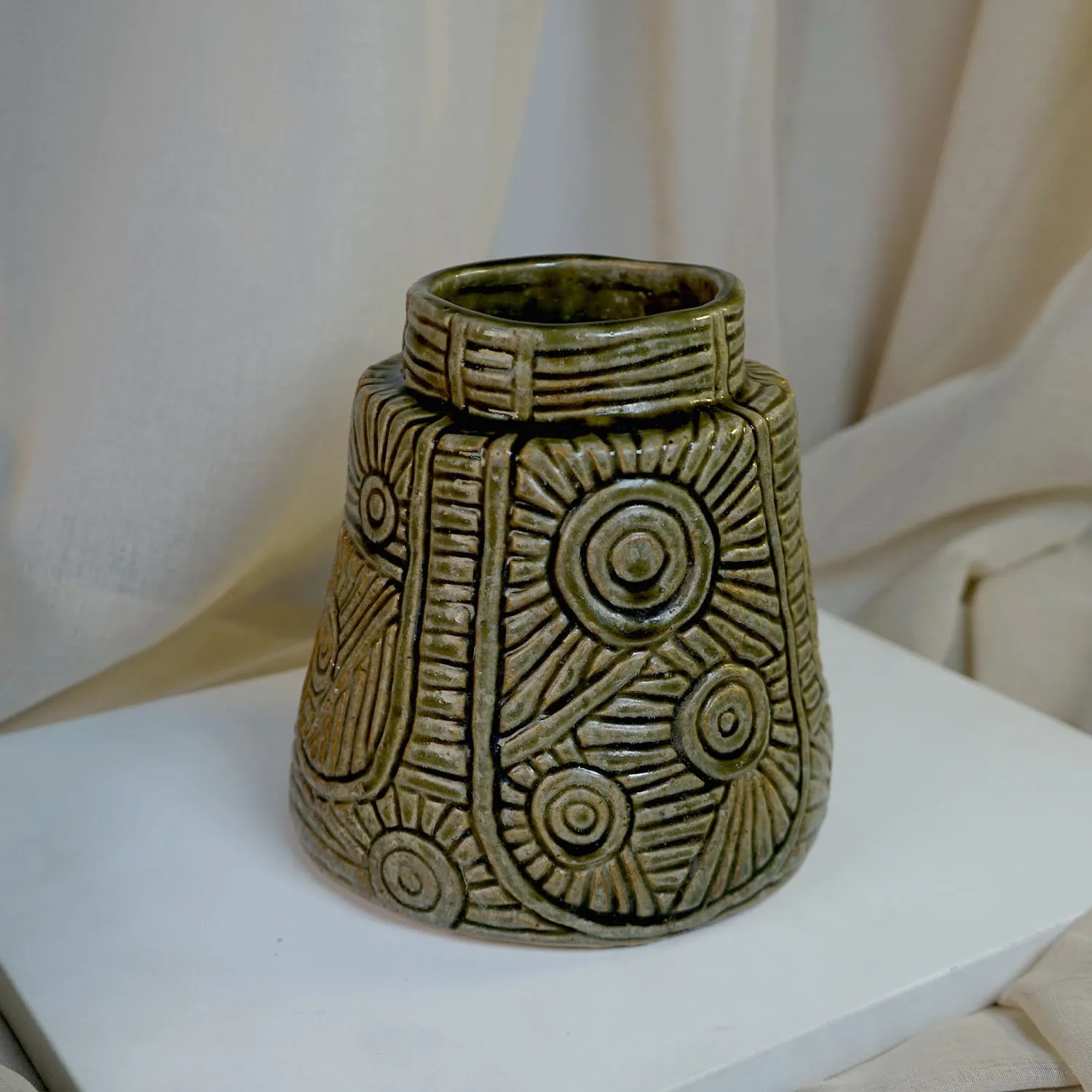 Snail Trail Green Vase