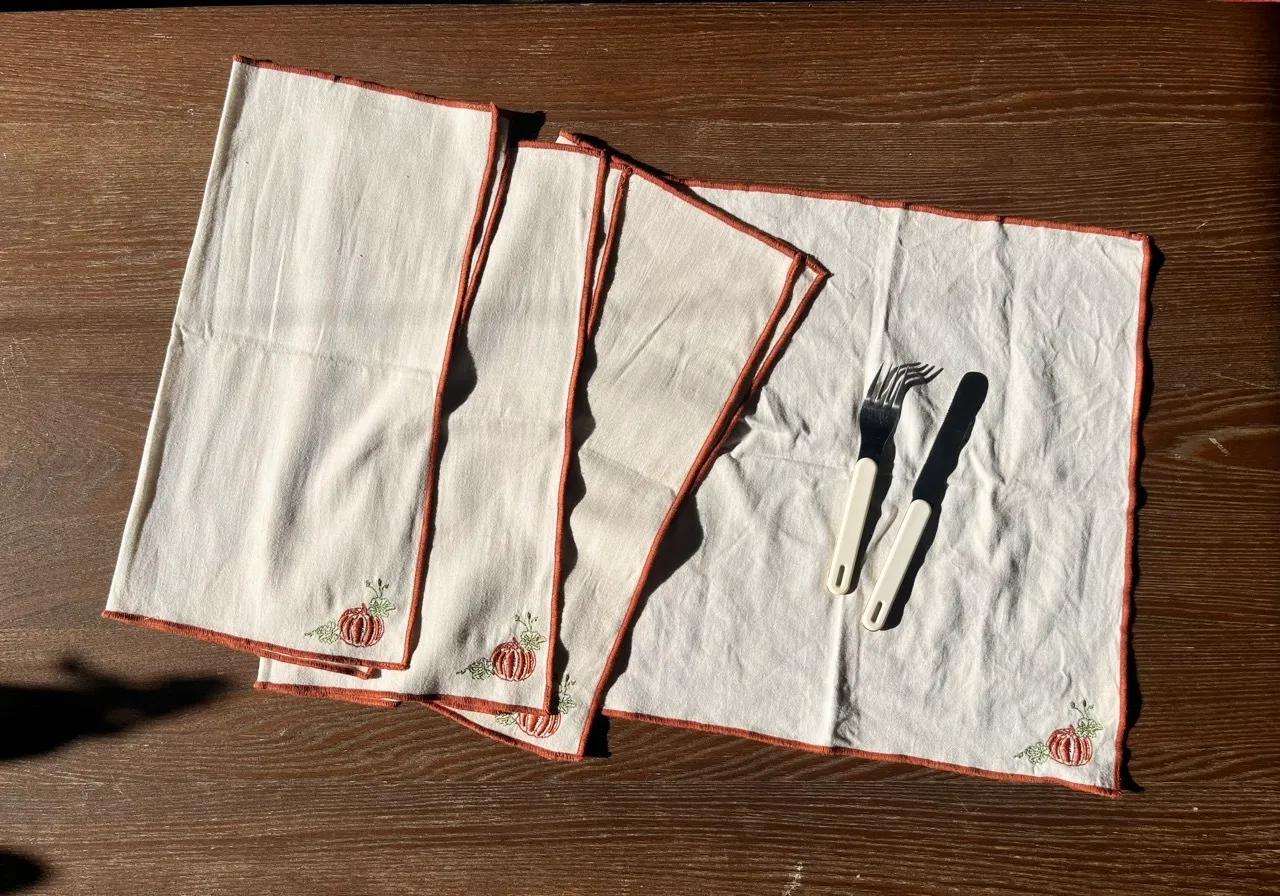 Pumpkin Embroidered Napkin