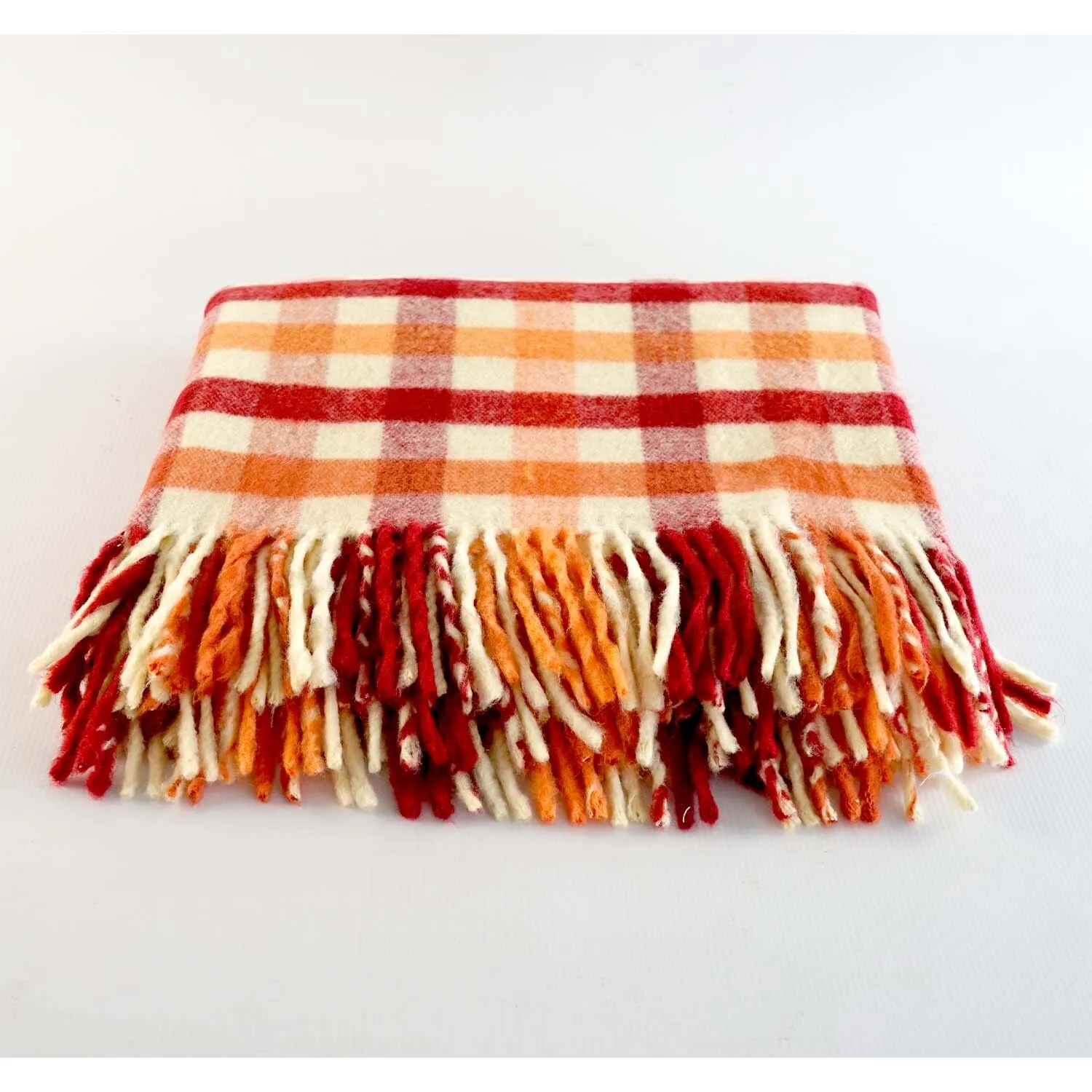 Red and Orange Plaid Throw