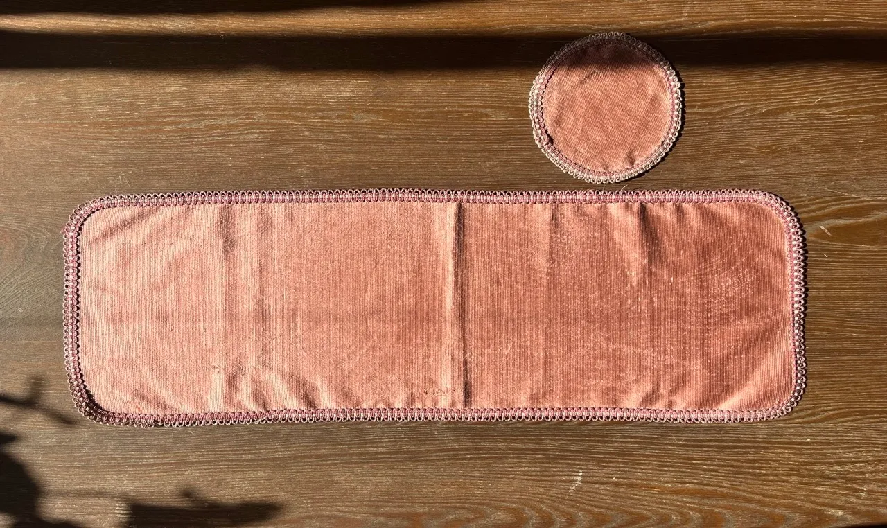 Dusty Rose Velvet Runner and Coaster Doilies