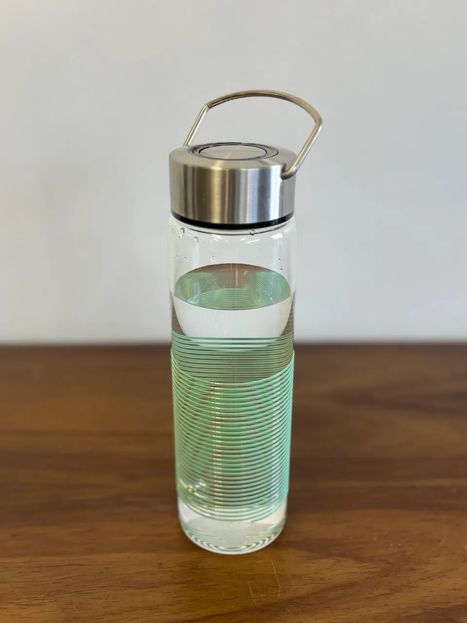 Glass Water Bottle with Green Silicone Grips