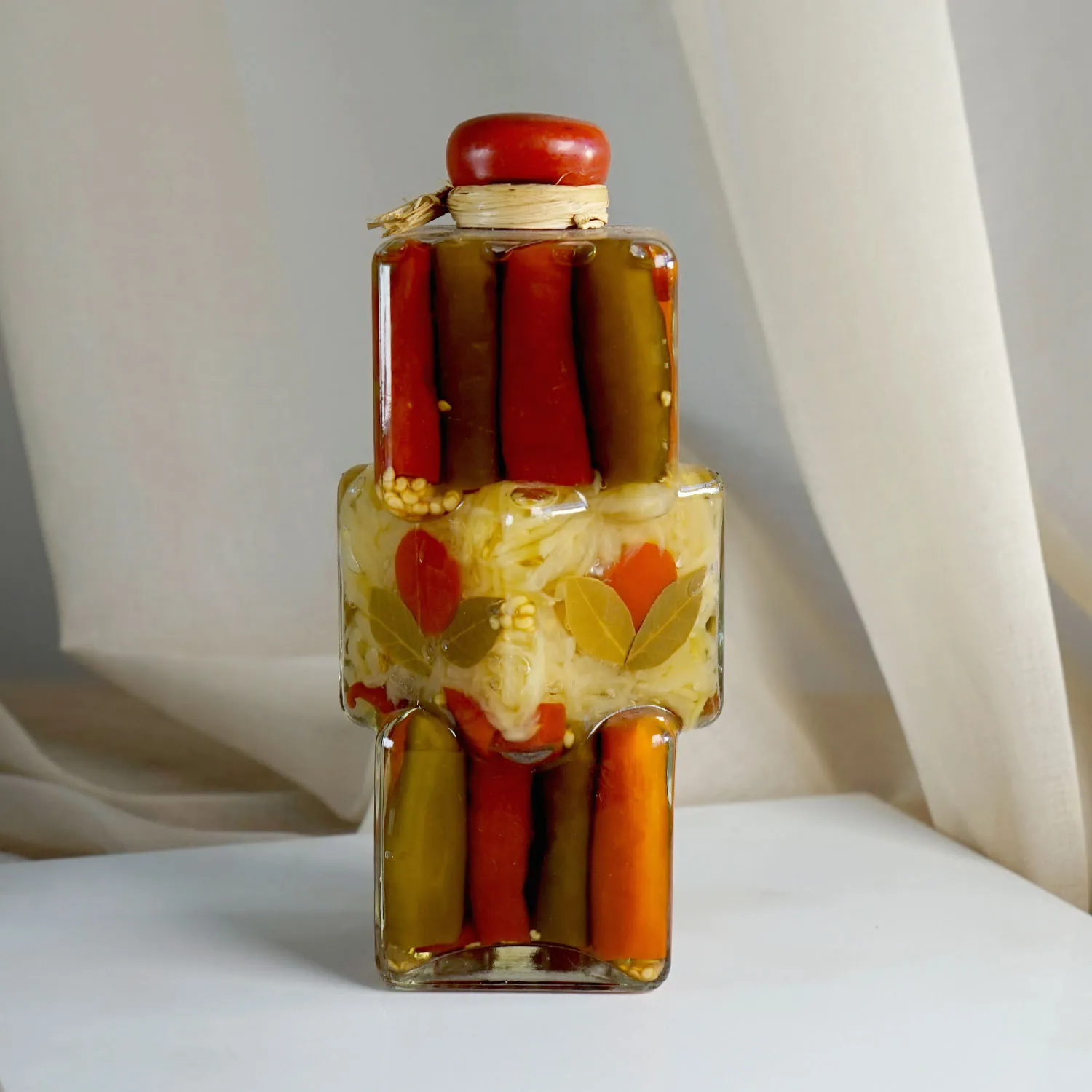 Glass Jar with Red Pickles