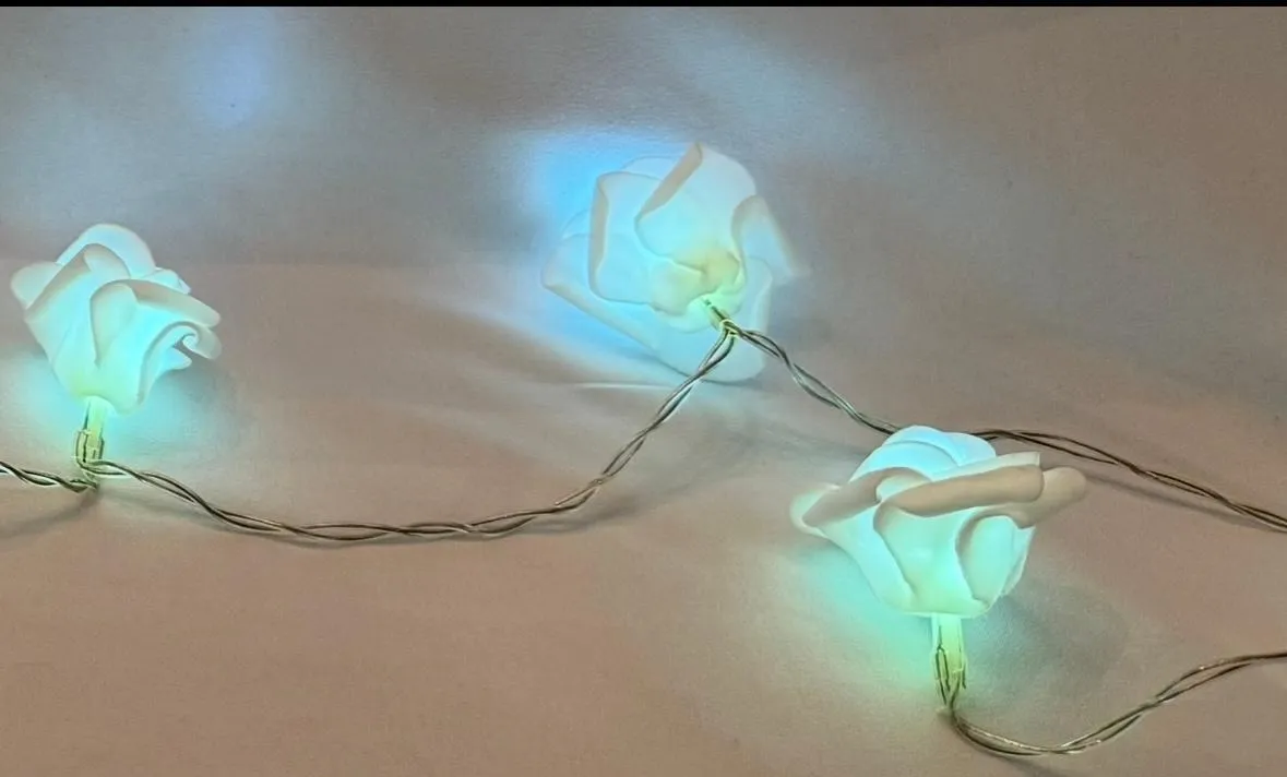 White Foam Rose String Lights