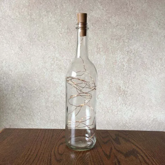 Clear Bottle with Warm White Fairy Lights
