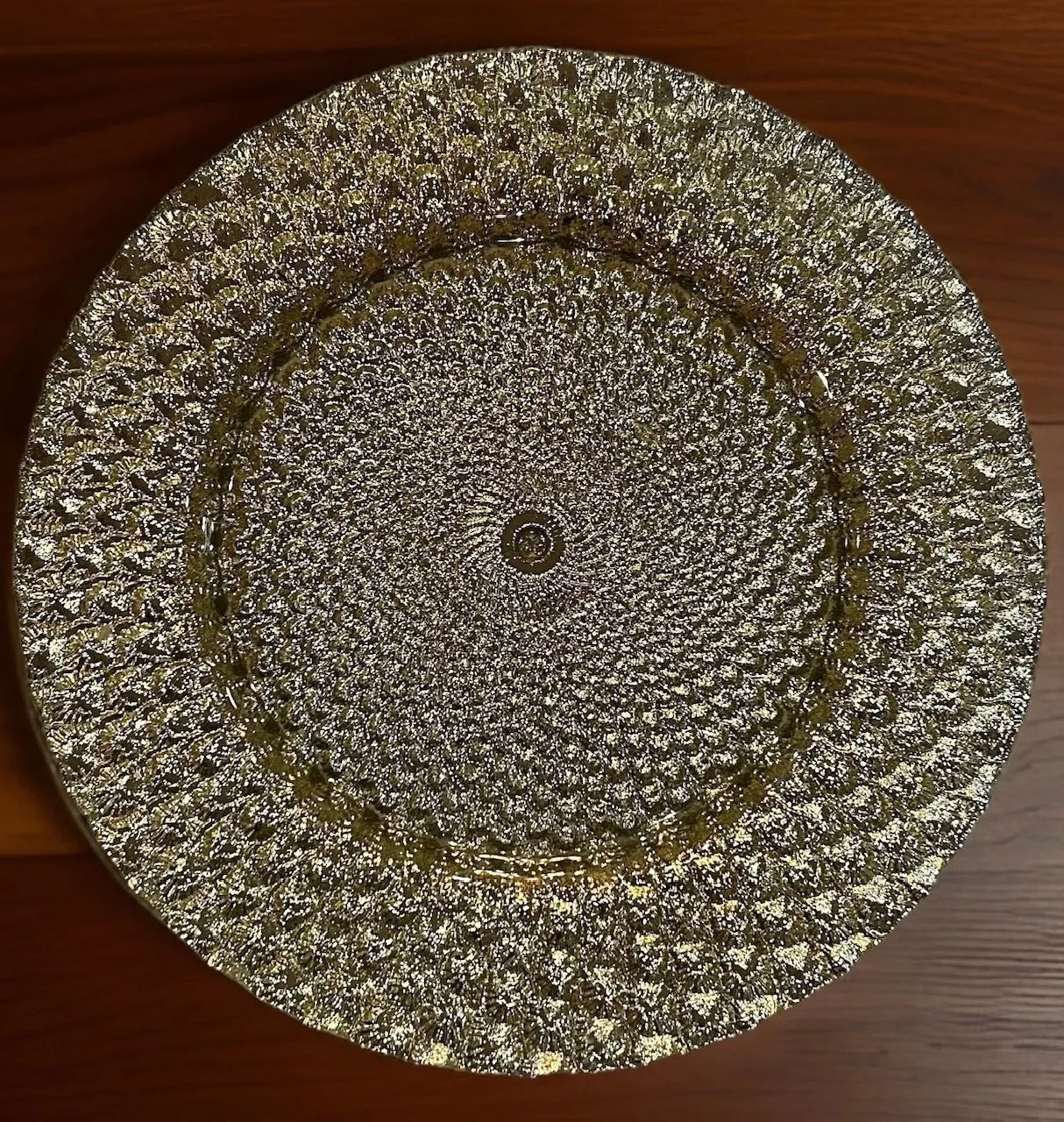 Gold  Peacock/Shell Glass charger