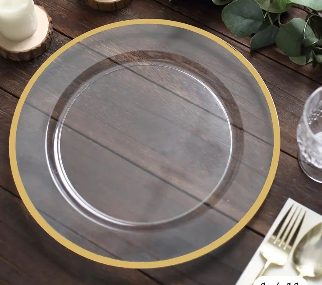 Gold Clear round charger