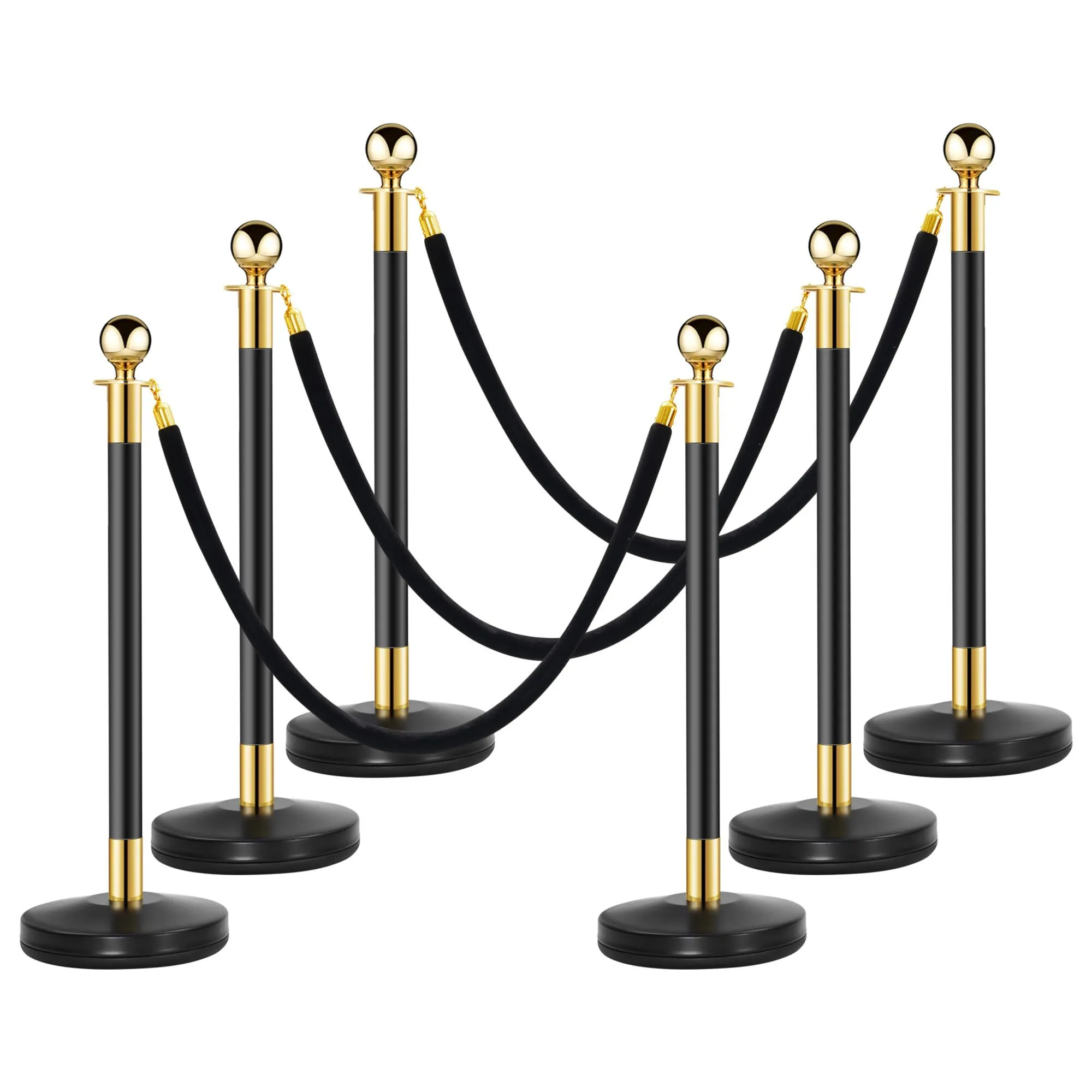 Gold stanchions with Black rope
