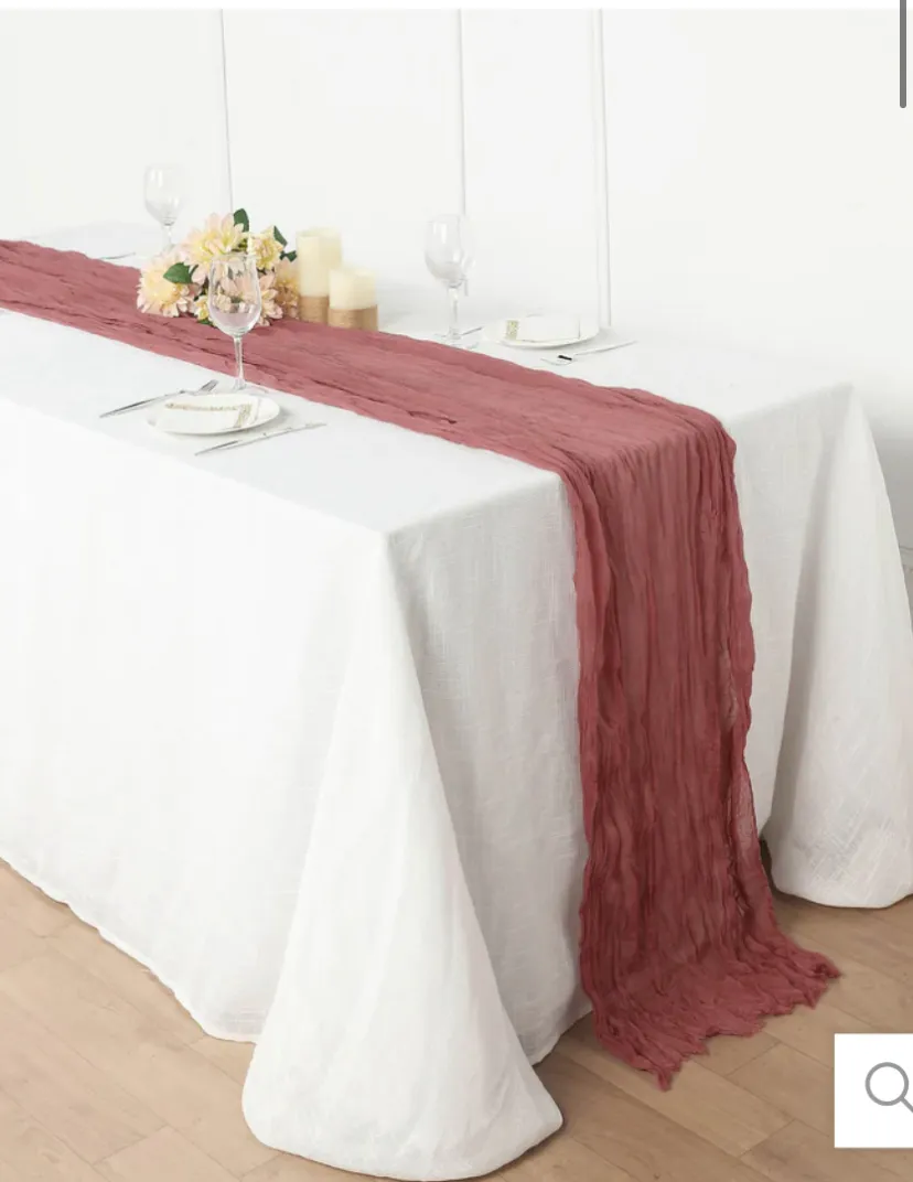 dusty rose cheesecloth runner