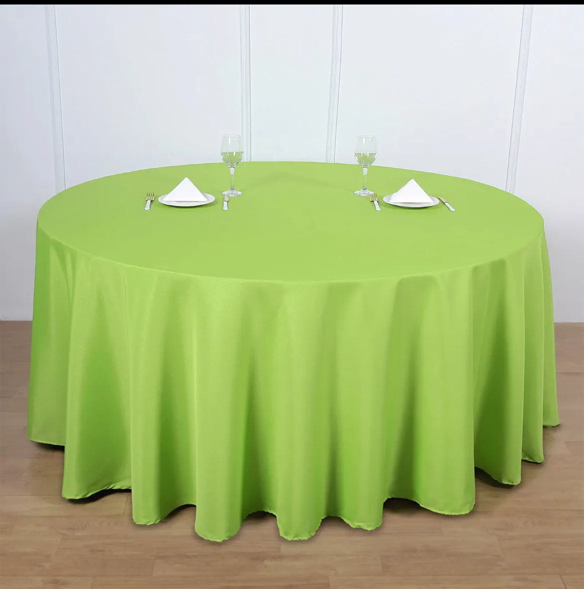 round linen lime green