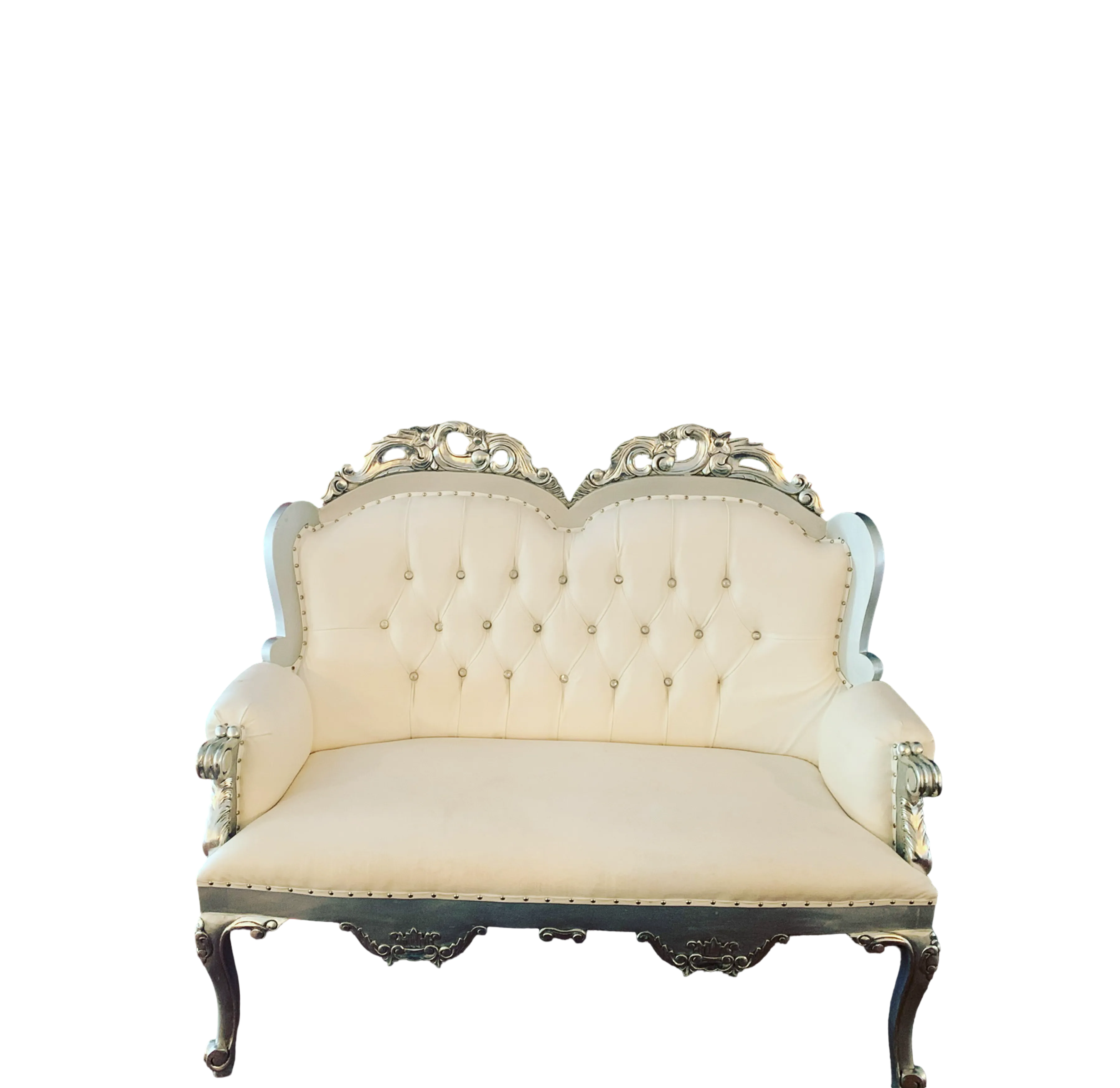 Silver throne love seat