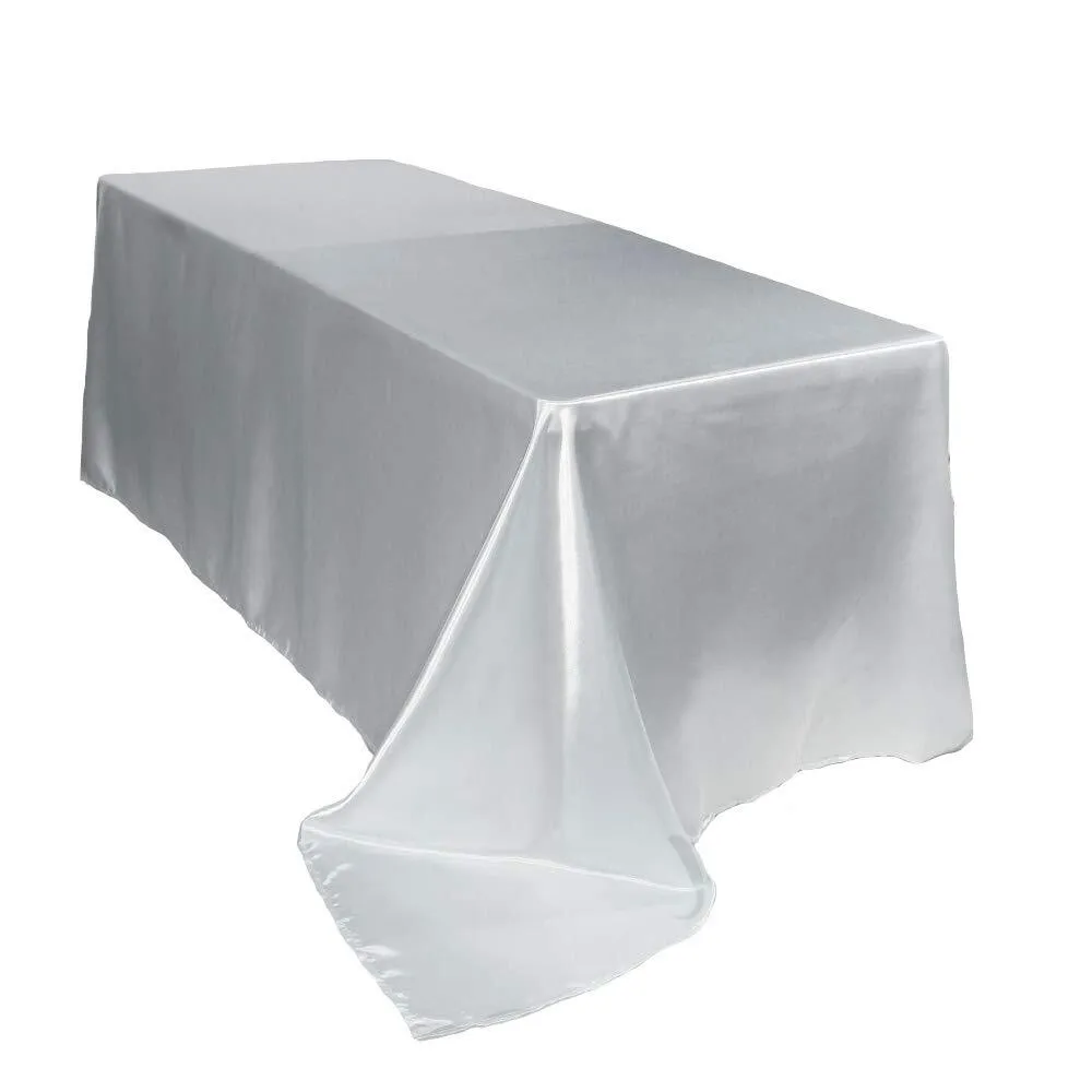 white 8ft Rectangle Linen satin