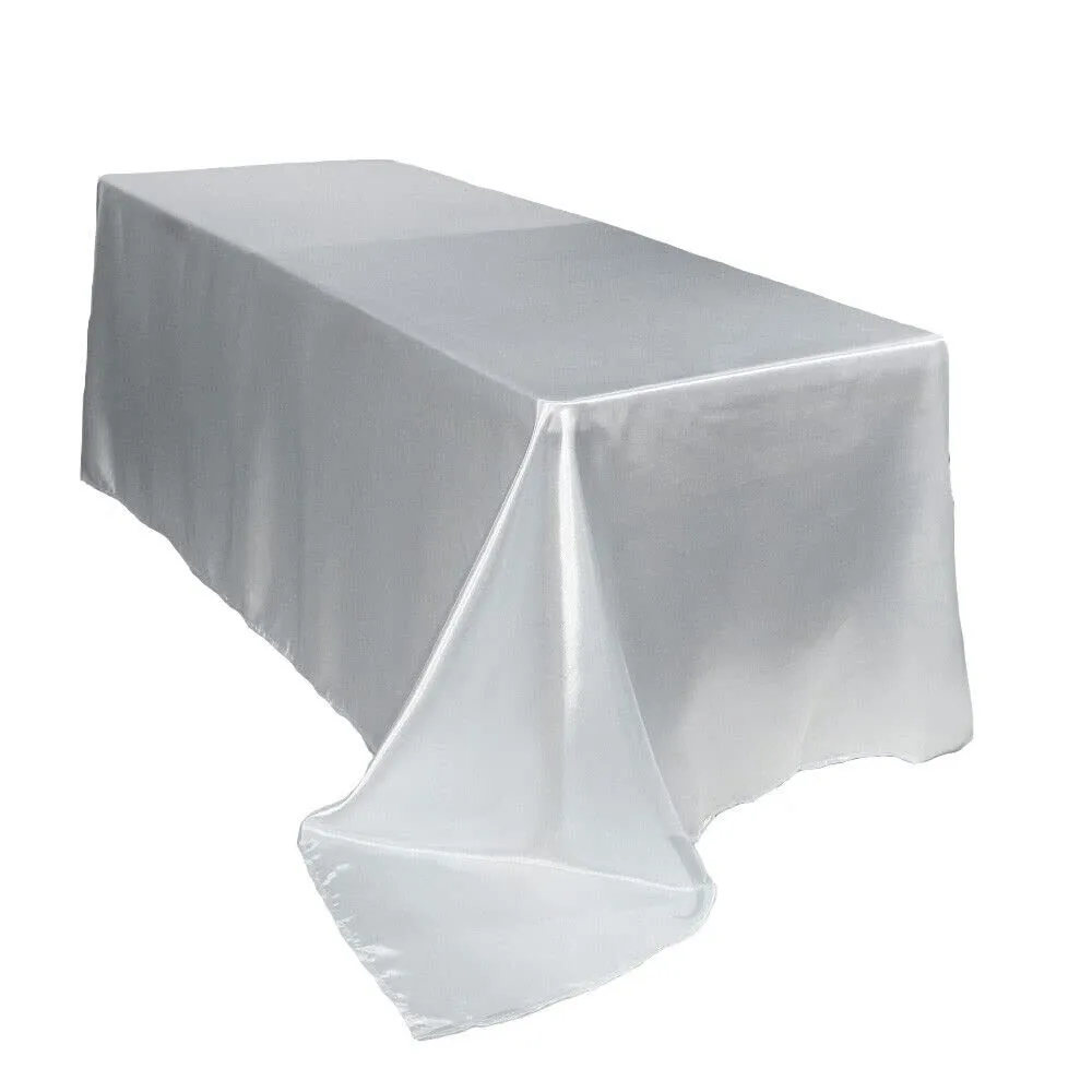 6ft LD rectangle white satin 