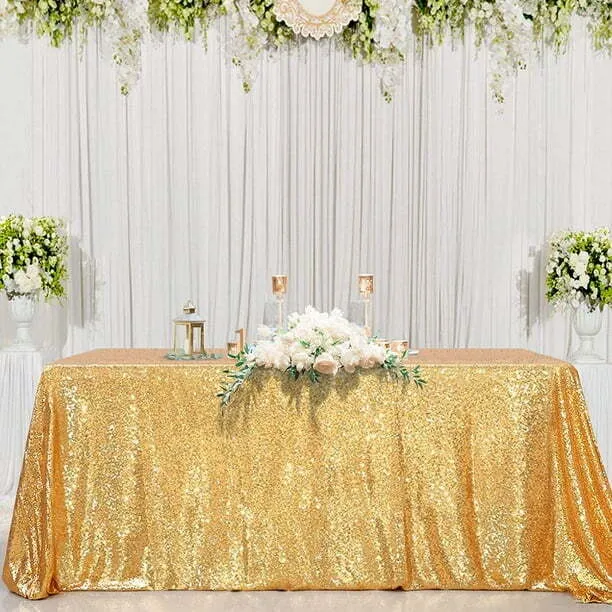 Underlay Gold Sequin rectangle tableclothed