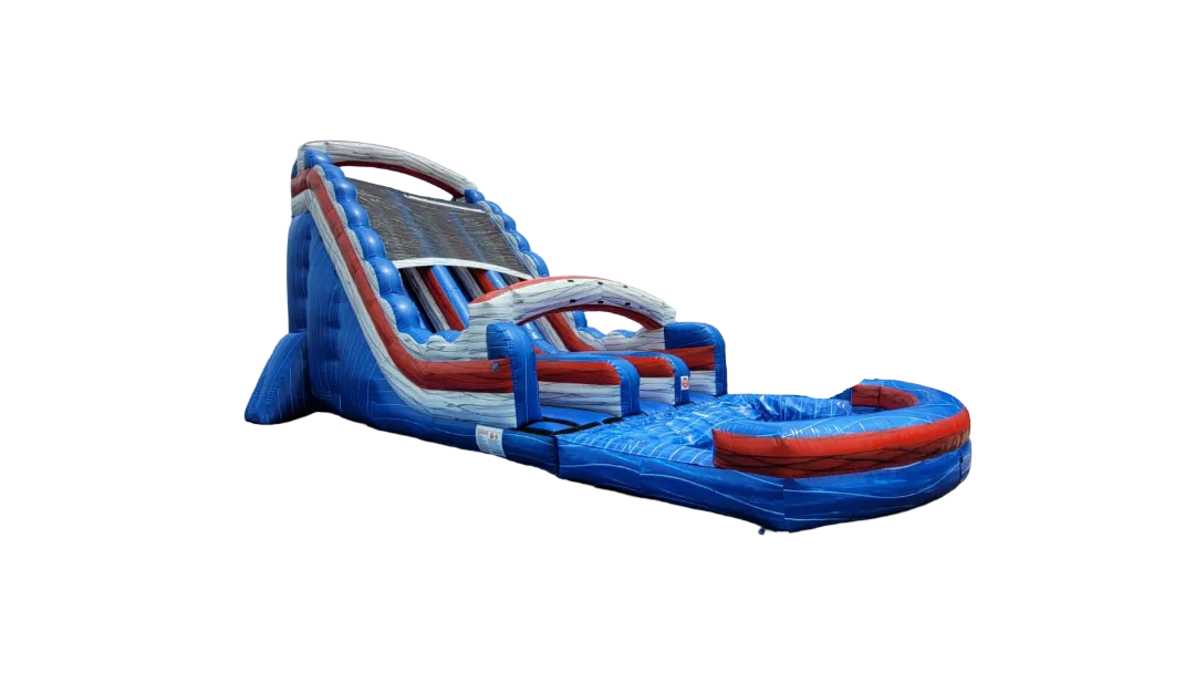 22ft Dual Lane Water Slide w Pool - Patriotic