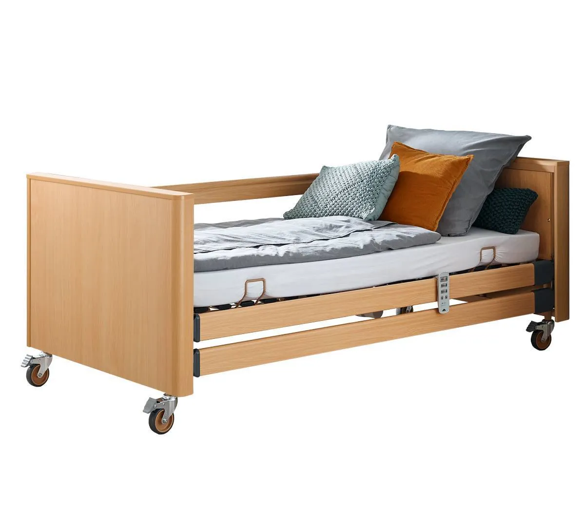 Pflegebett Burmeier Dali II mit Holzhauben, bis 175 kg