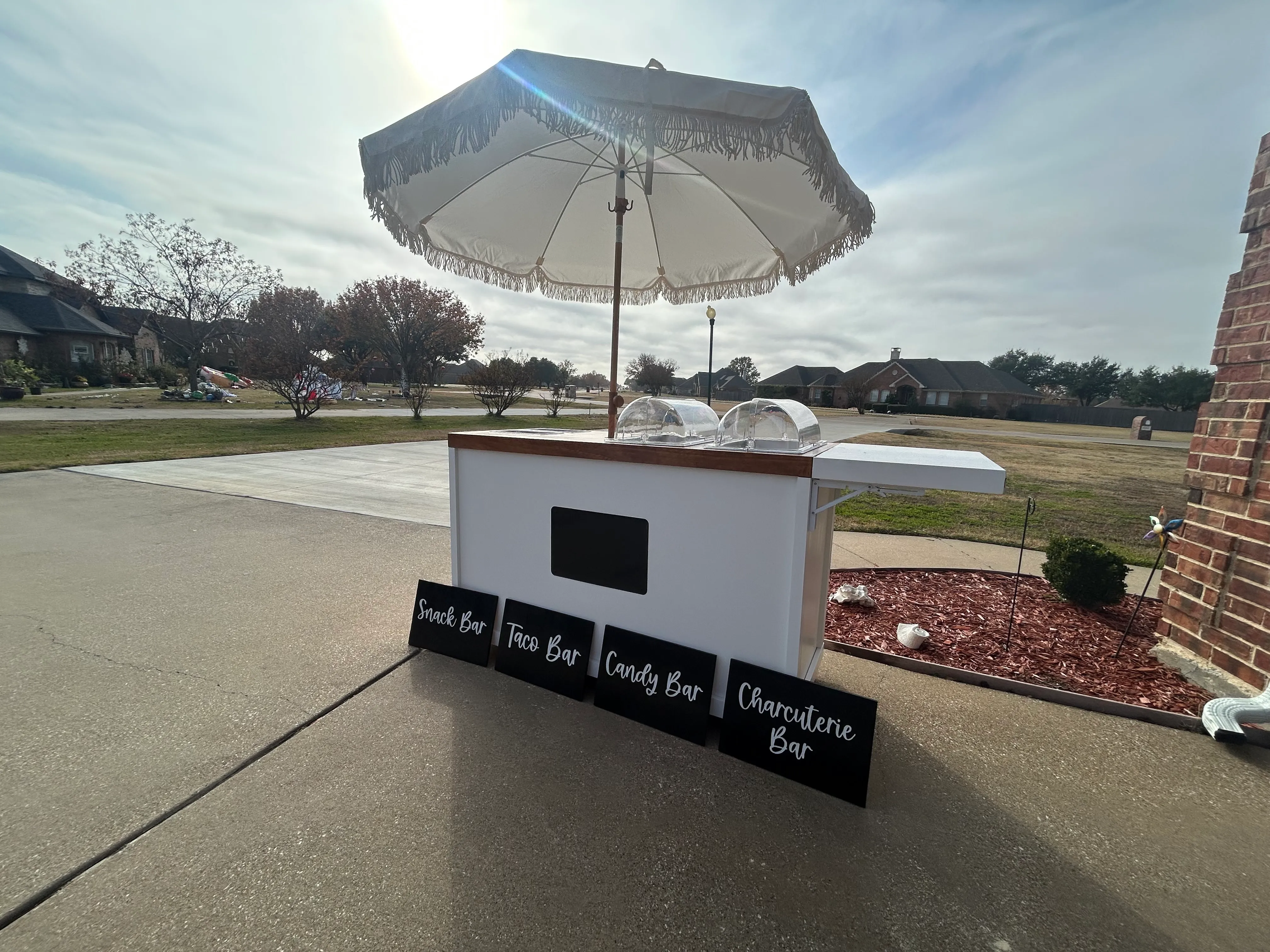 Snack Cart with Umbrella & Signs