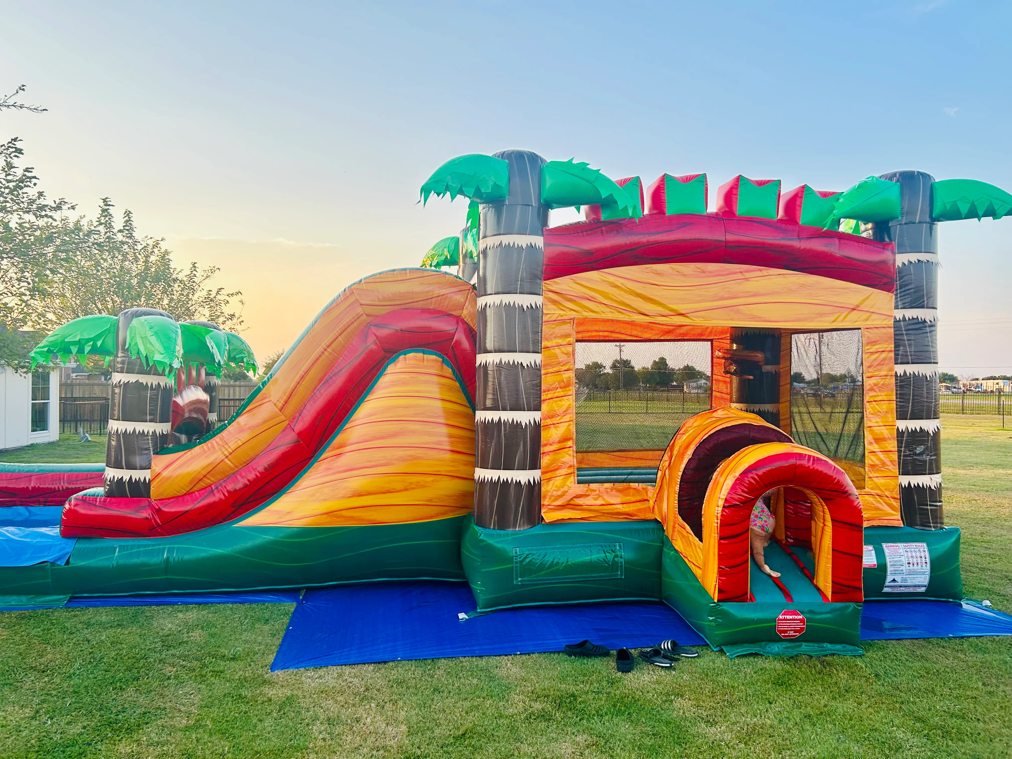 Tropical Bounce house combo waterslide or dry slide
