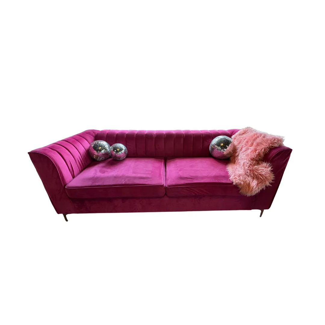 The Pink Lady: Hot Pink Velvet Sofa