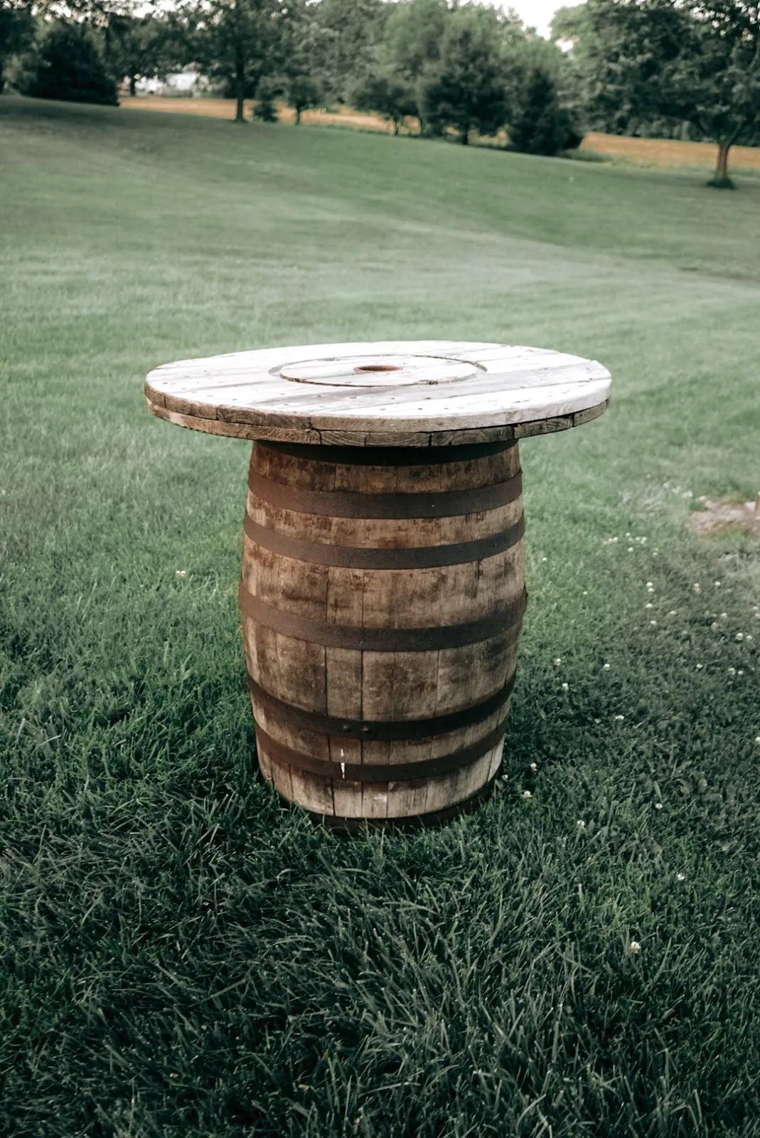 The Townes: Wine Barrel Cocktail Table