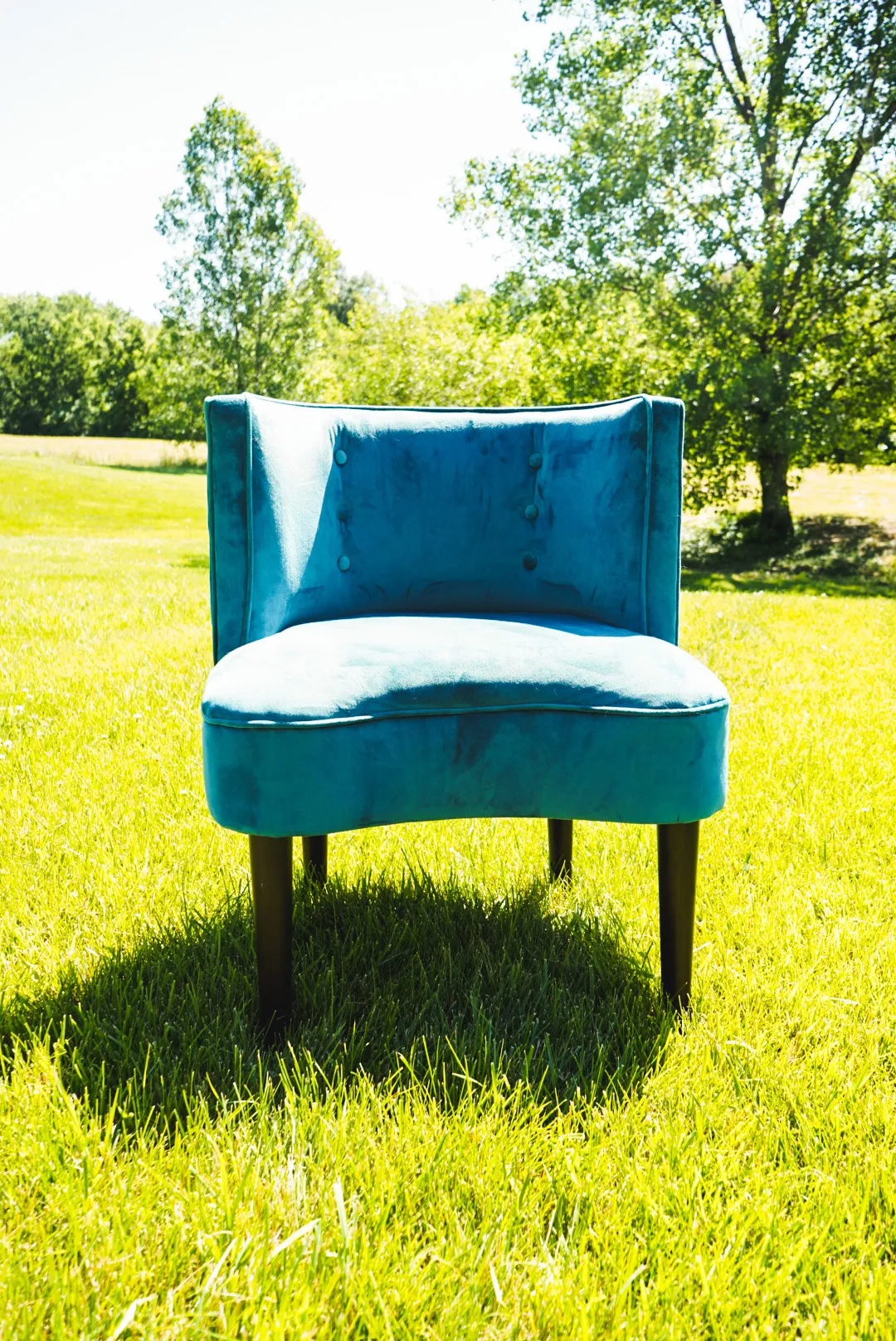 The Piper: Velvet Peacock Blue Chair