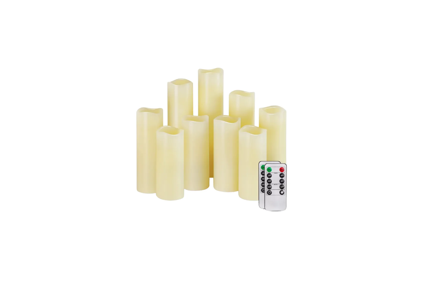 The Trudy: Set of 9 Ivory LED Pillar Candles