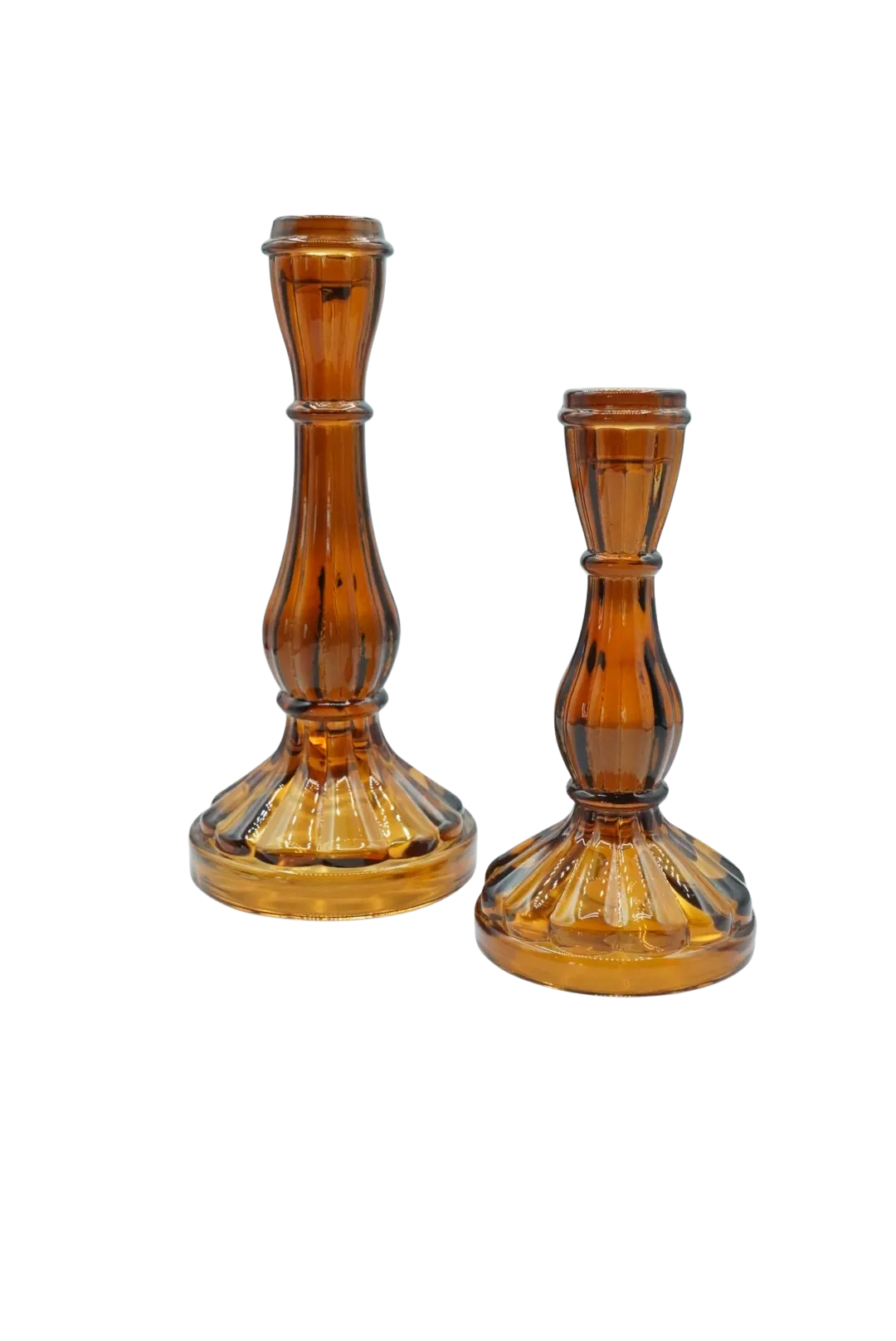 The Tabitha: Small Amber Candlestick Holder