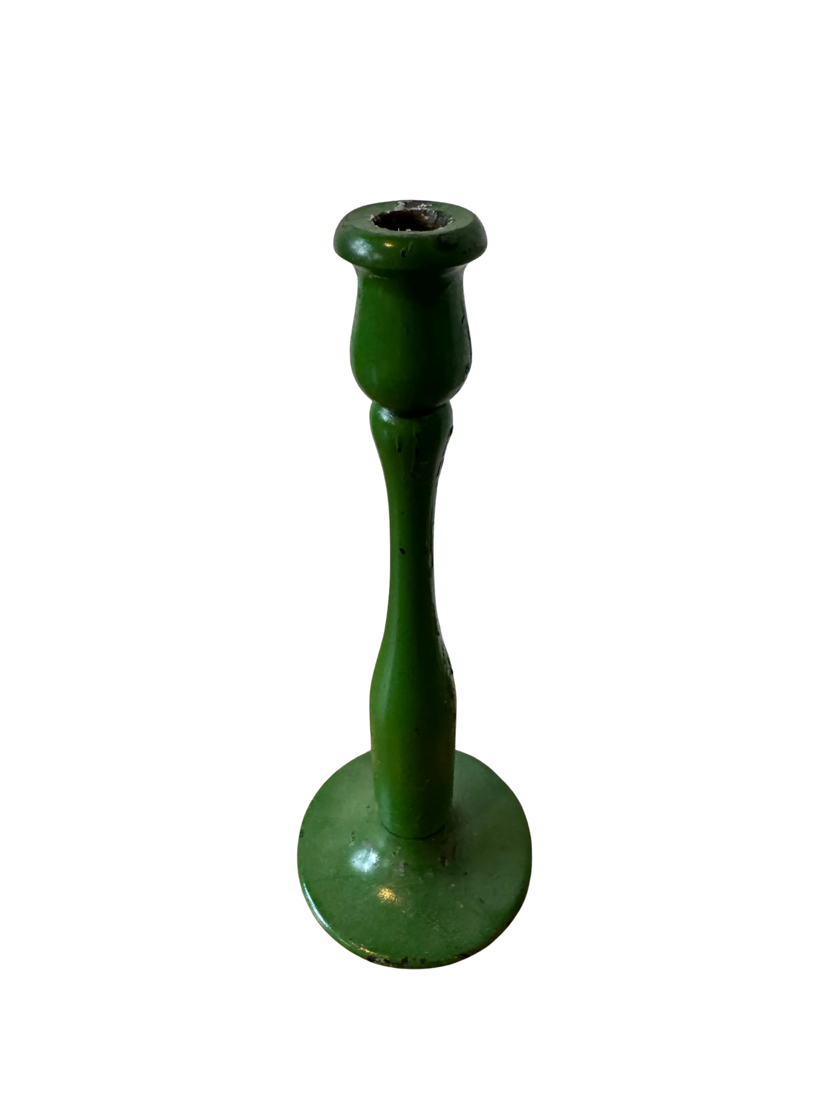 The Cerny: Kelly Green Wooden Candlestick Holder