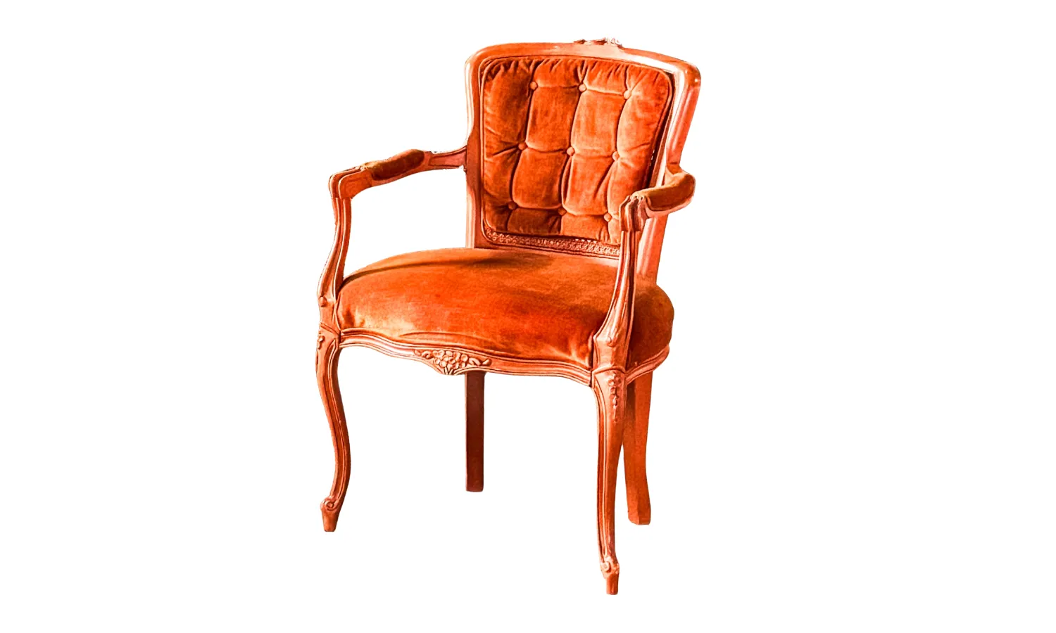 The Maxine: Orange Velvet Armchair 